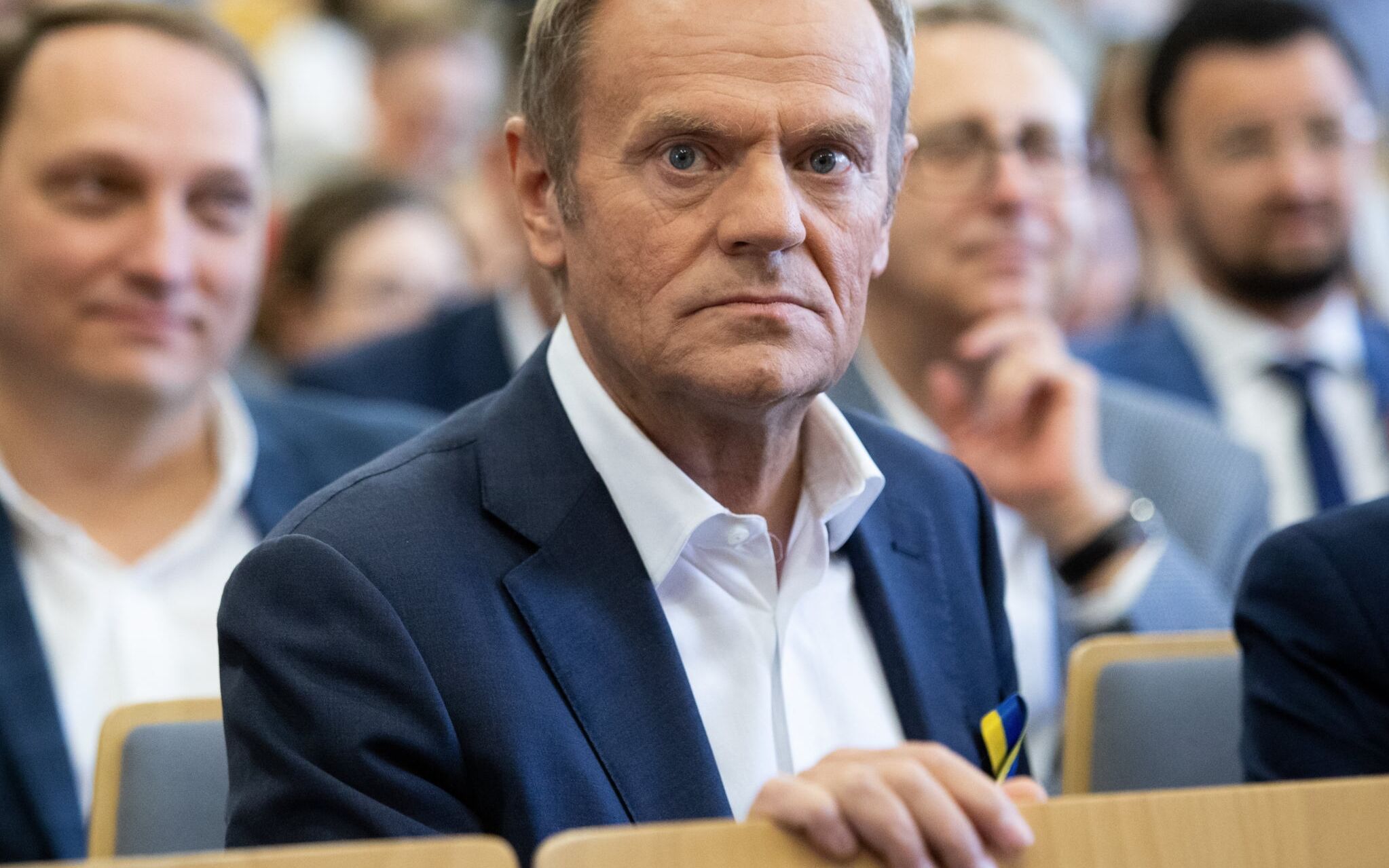 05.05.2022 Lublin . Wydzial Ekonomiczny Uniwersytetu Marii Curie - Sklodowskiej . Przewodniczacy Europejskiej Partii Ludowej , przewodniczacy Platformy Obywatelskiej Donald Tusk podczas spotkania ze studentami i pracownikami naukowymi .
Fot. Jakub Orzechowski / Agencja Wyborcza.pl