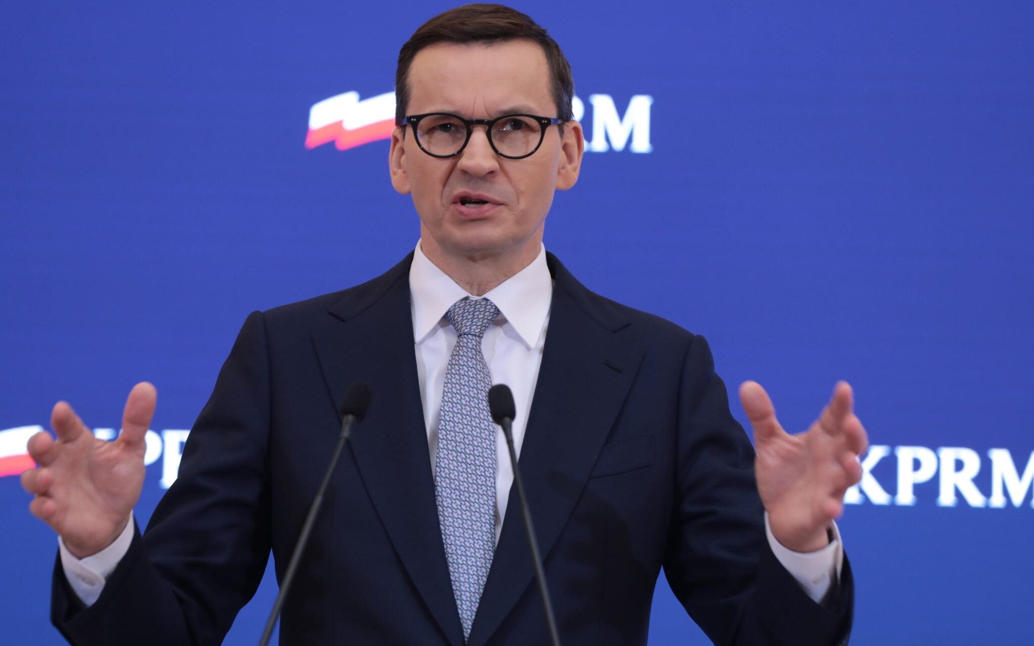 26.04.2022 Warszawa Konferencja prasowa premiera Mateusza Morawieckiego .
Fot. Slawomir Kaminski / Agencja Wyborcza.pl
