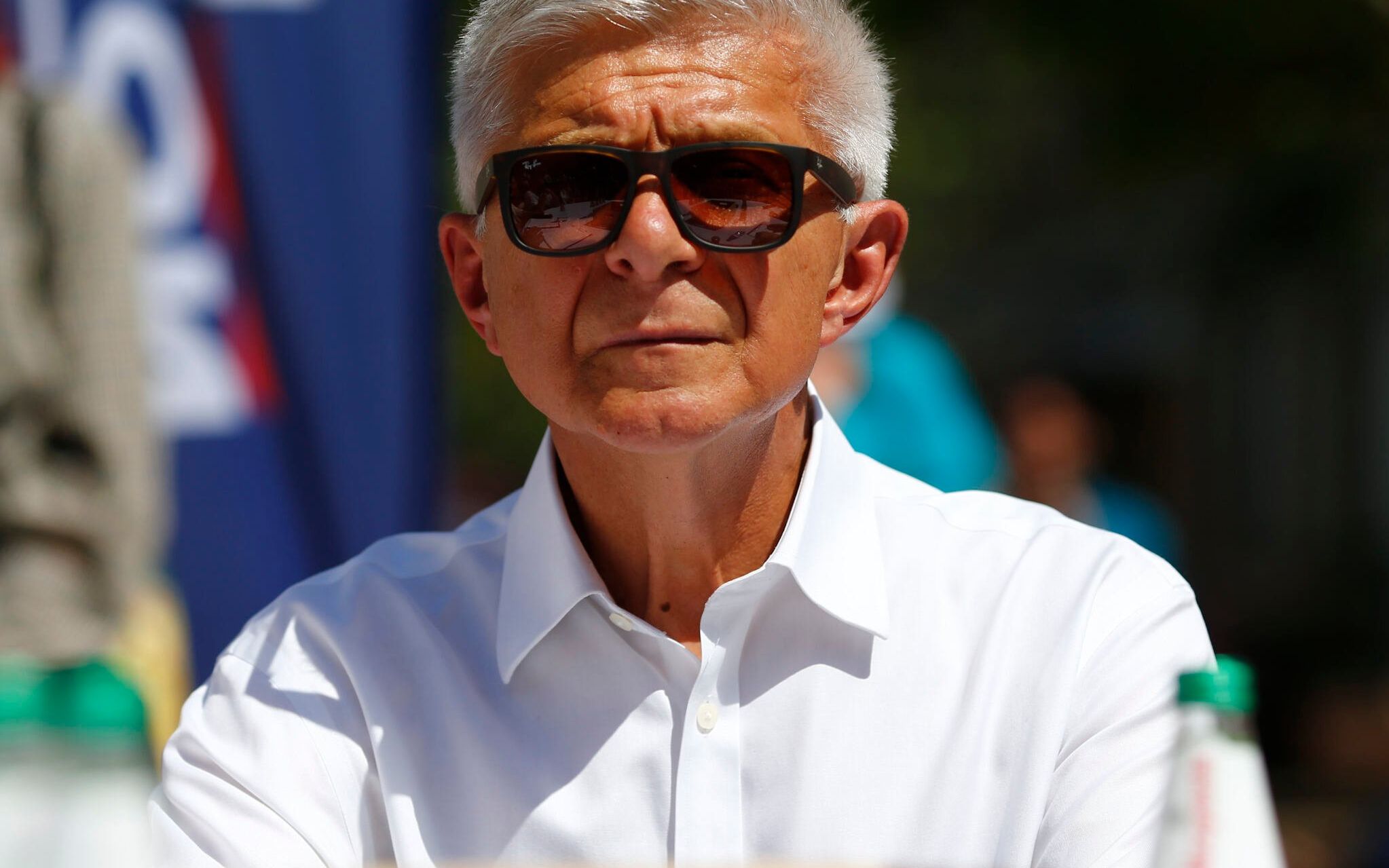 12.06.2020 Lodz . Prof. Marek Belka podczas wizyty kandydata Lewicy na prezydenta RP Roberta Biedronia w Lodzi organizowanej w ramach kampanii wyborczej .
Fot. Marcin Stepien / Agencja Wyborcza.pl