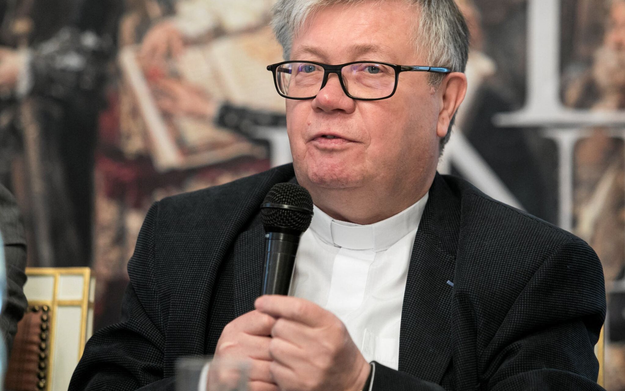 15.05.2019 Lublin , Trybunal Koronny . Ks . prof . Alfred Wierzbicki podczas debaty " Europa w Brutalnym Swiecie " w ramach cyklu spotkan , z okazji 450 lecia Unii Lubelskiej i 15 lecia wstapienia Polski do Unii Europejskiej , Kongres Dwoch Unii .
Fot. Jakub Orzechowski / Agencja Gazeta