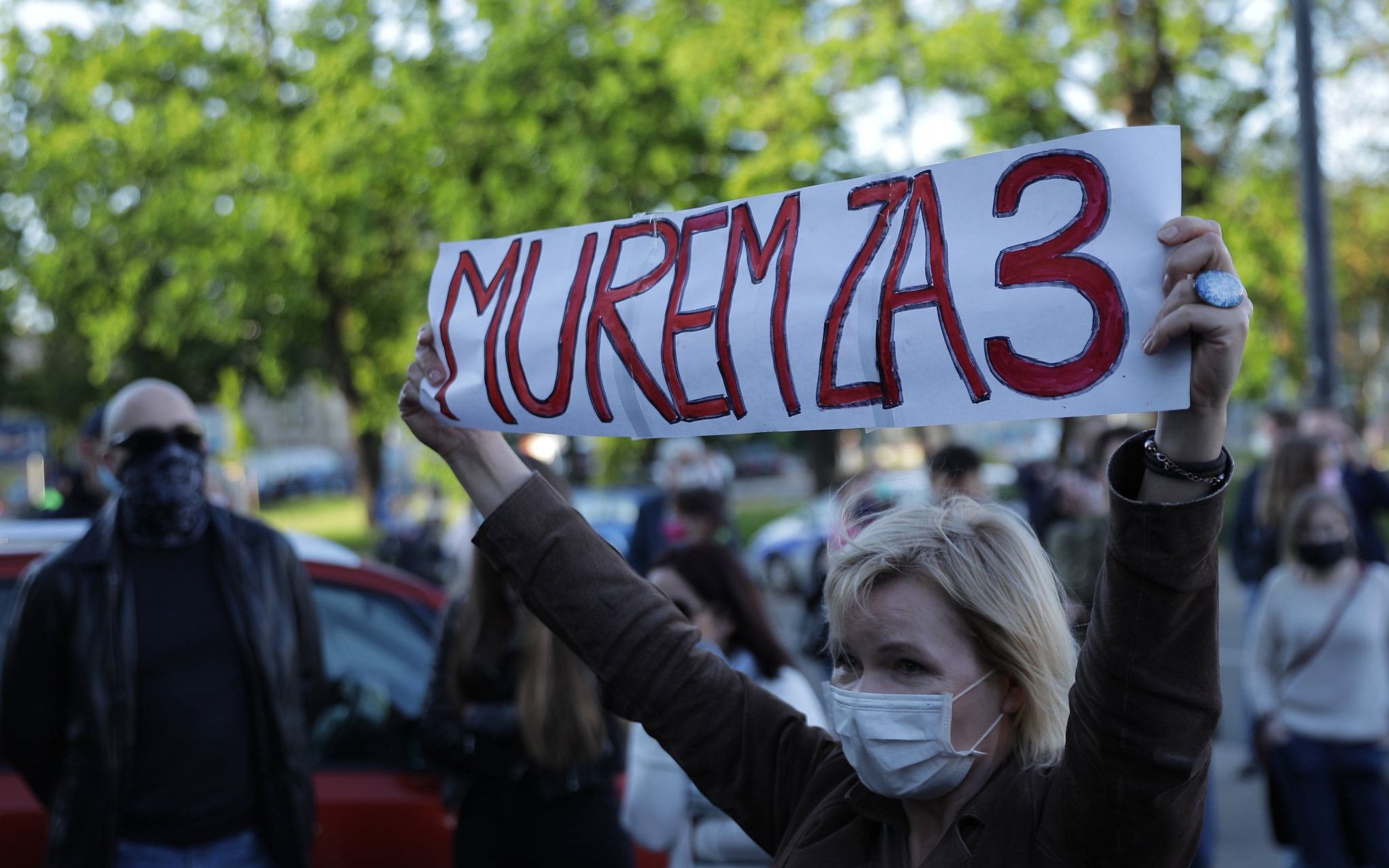 22.05.2020 Warszawa , ul. Mysliwiecka 3/5/7 . Protest dziennikarzy "Trojki" pod siedziba Programu III Polskiego Radia . 
Fot. Dawid Zuchowicz / Agencja Gazeta