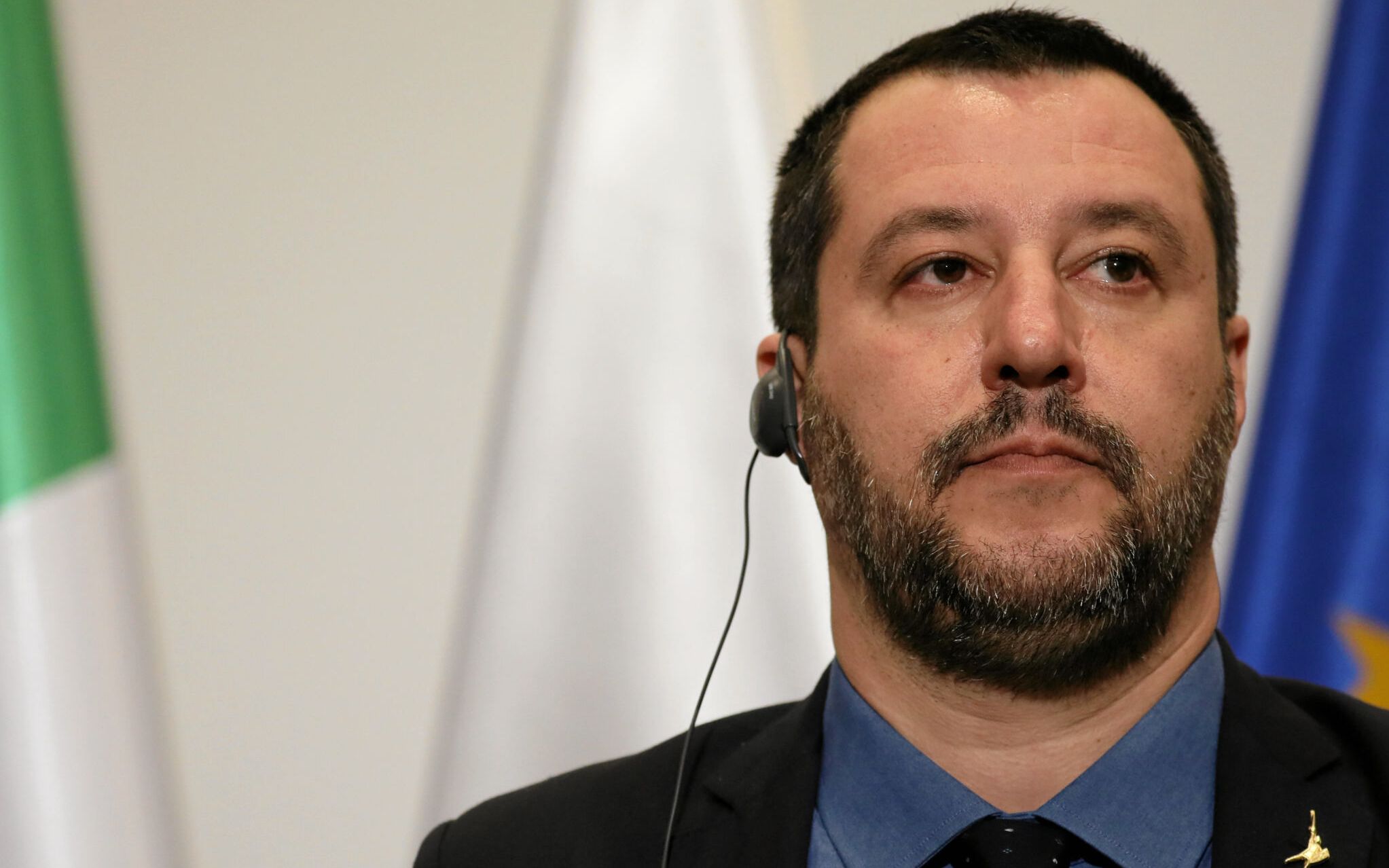 09.01.2019 Warszawa , ul. Batorego , Ministerstwo Spraw Wewnetrznych . Wicepremier , minister spraw wewnetrznych Wloch Matteo Salvini podczas oswiadczenia dla mediow .
Fot. Slawomir Kaminski / Agencja Gazeta