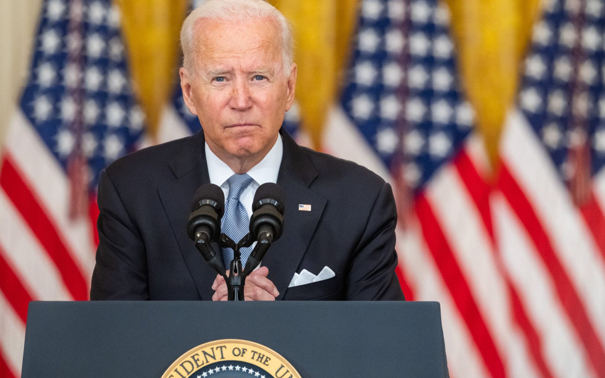 President Joe Biden delivers remarks on the situation in Afghanistan, Monday, August 16, 2021 in the East Room of the White House. (Official White House Photo by Adam Schultz)