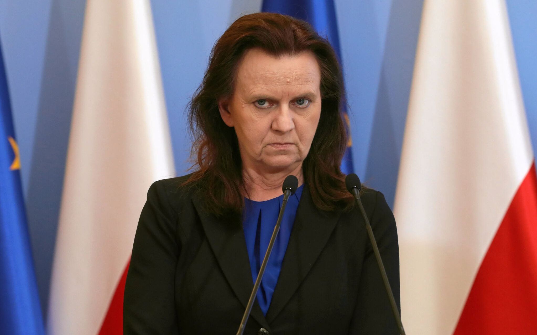 15.04.2019 Warszawa , aleje Ujazdowskie . Kancelaria Prezesa Rady Ministrow . Prezes Zakladu Ubezpieczen Spolecznych Gertruda Uscinska podczas konferencji prasowej na temat przeksztalcenia OFE w prywatne Konta Emerytalne ( IKE ). 
Fot. Slawomir Kaminski / Agencja Wyborcza.pl