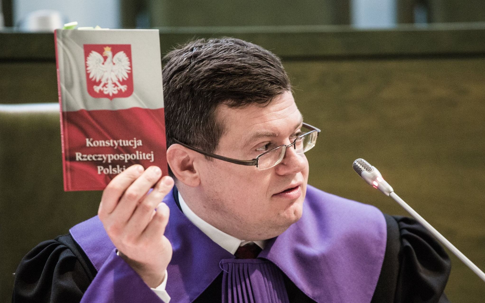 11.12.2018 Warszawa , Plac Krasinskich , Sad Najwyzszy . Sedzia Krystian Markiewicz podczas rozprawy Czerwonego Kapturka przeciw Wilkowi .
Fot. Adam Stepien / Agencja Gazeta