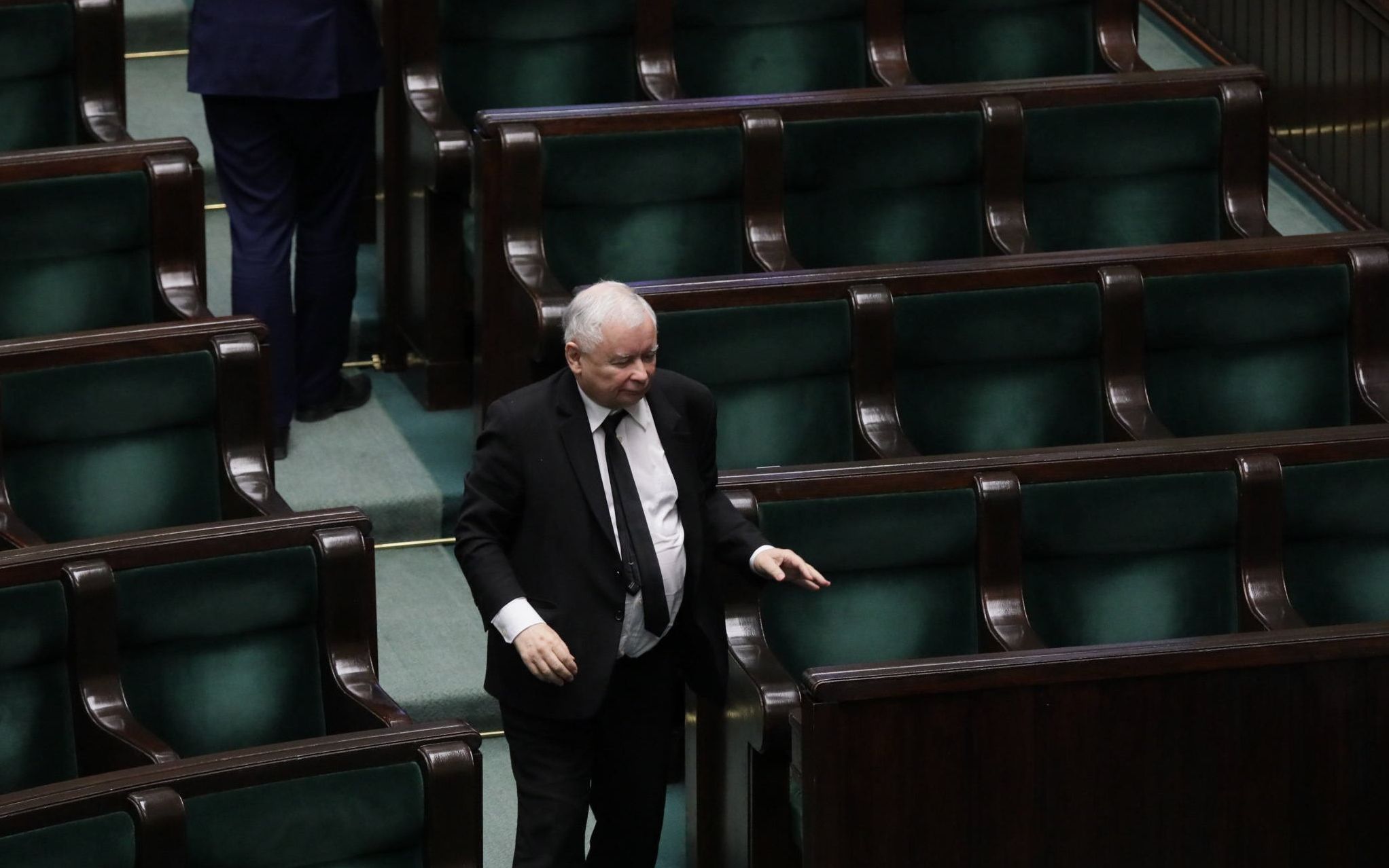 27.03.2020 Warszawa . Sejm . Jaroslaw Kaczynski podczas 8 posiedzenia Sejmu IX kadencji w czasie epidemii koronawirusa . Poslowie po raz pierwszy pracuja zdalnie .
Fot. Slawomir Kaminski / Agencja  Gazeta