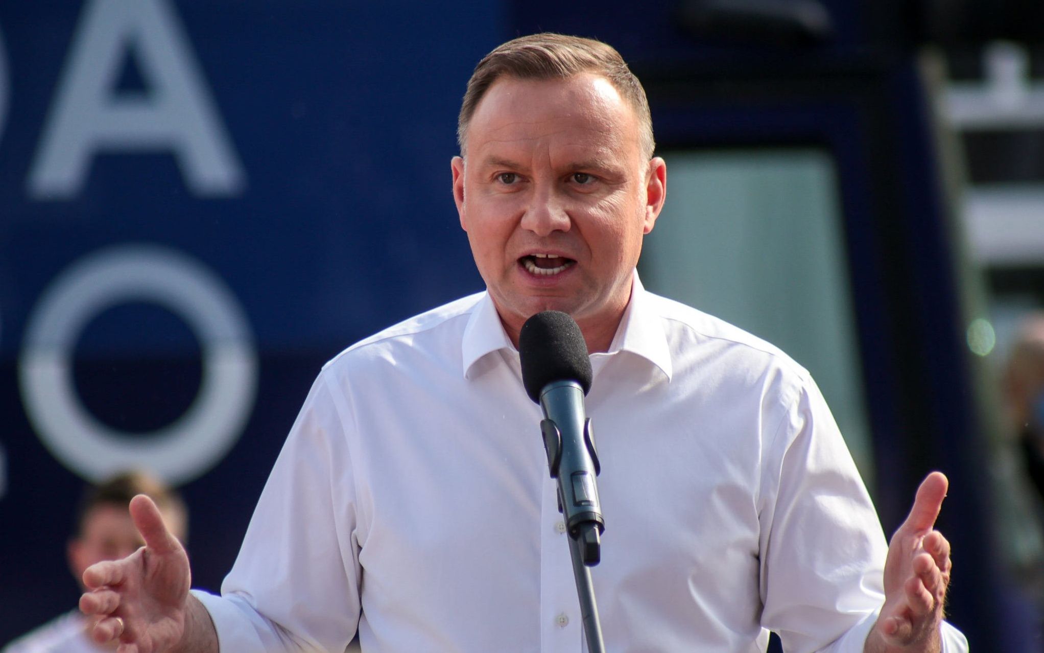 09.06.2020 Solec Kujawski . Kandydat na stanowisko prezydenta RP , prezydent Andrzej Duda podczas wizyty zorganizowanej w ramach kampanii wyborczej . 
Fot. Grazyna Marks / Agencja Gazeta