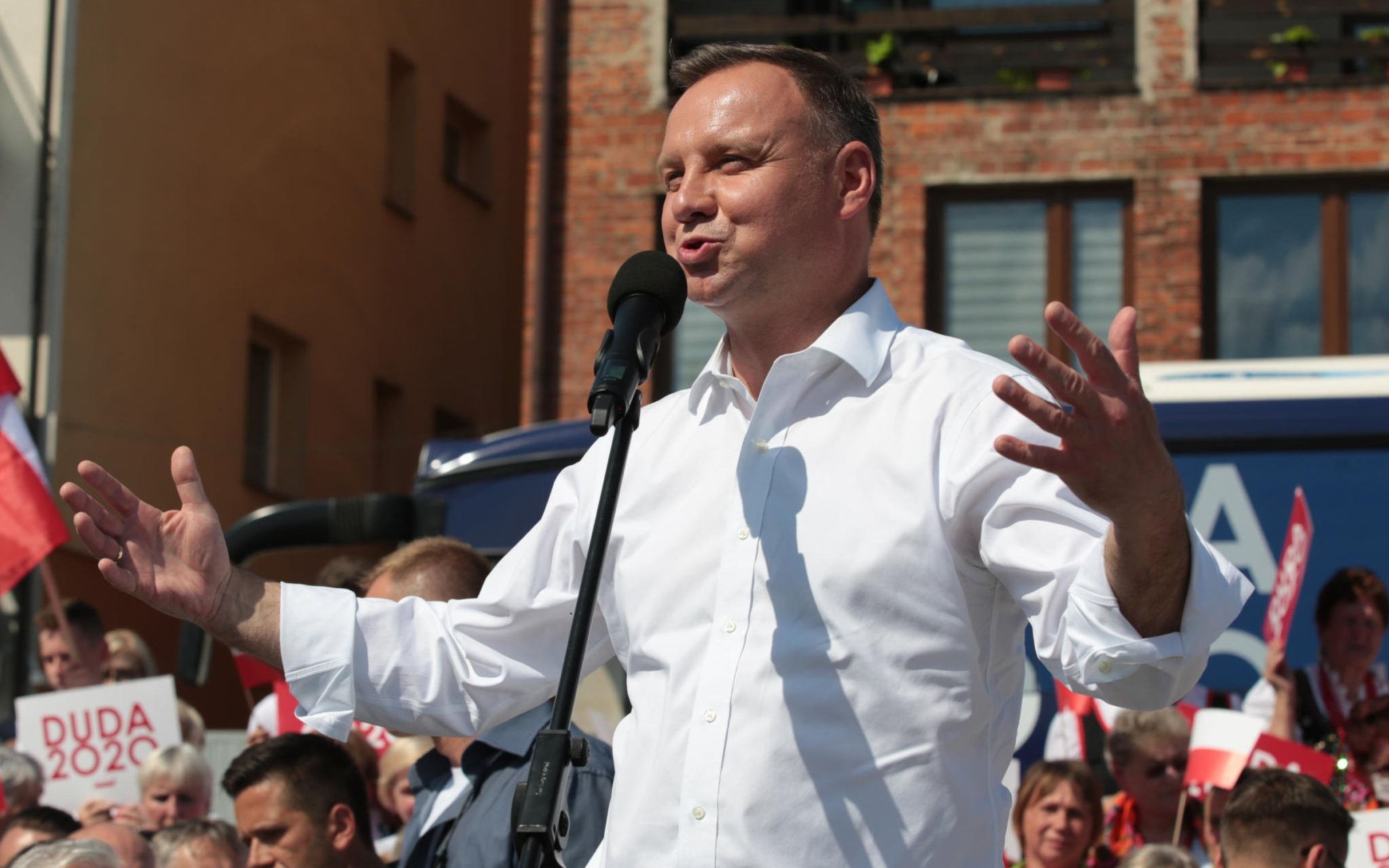 06.07.2020 Starachowice . Prezydent Andrzej Duda (C) podczas wizyty w ramach kampanii wyborczej .
Fot. Pawel Malecki / Agencja Gazeta