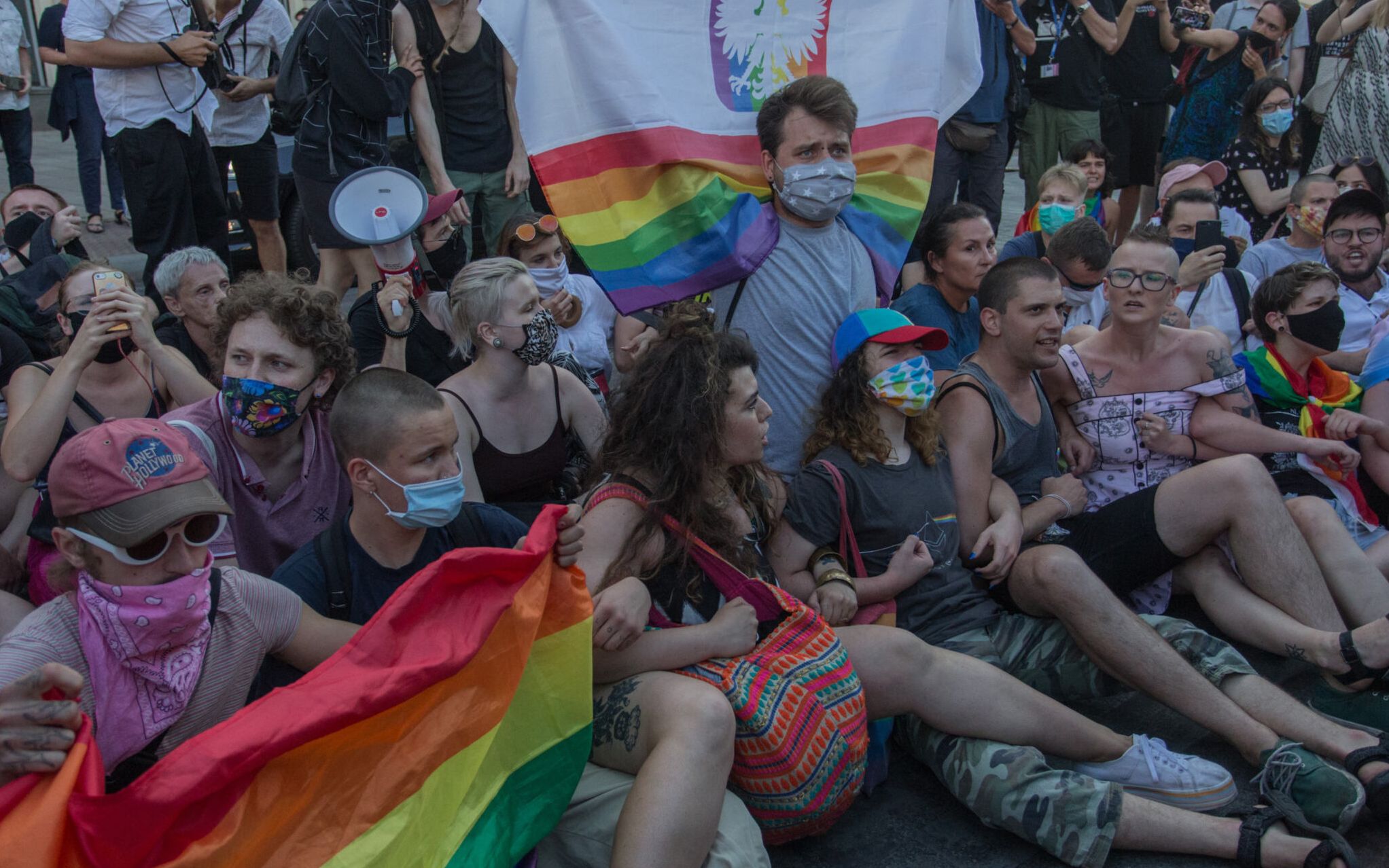 07.08.2020 Warszawa . ulica Solec . Blokada aresztowania aktywistki KPH .
Fot. Adam Stepien / Agencja Gazeta