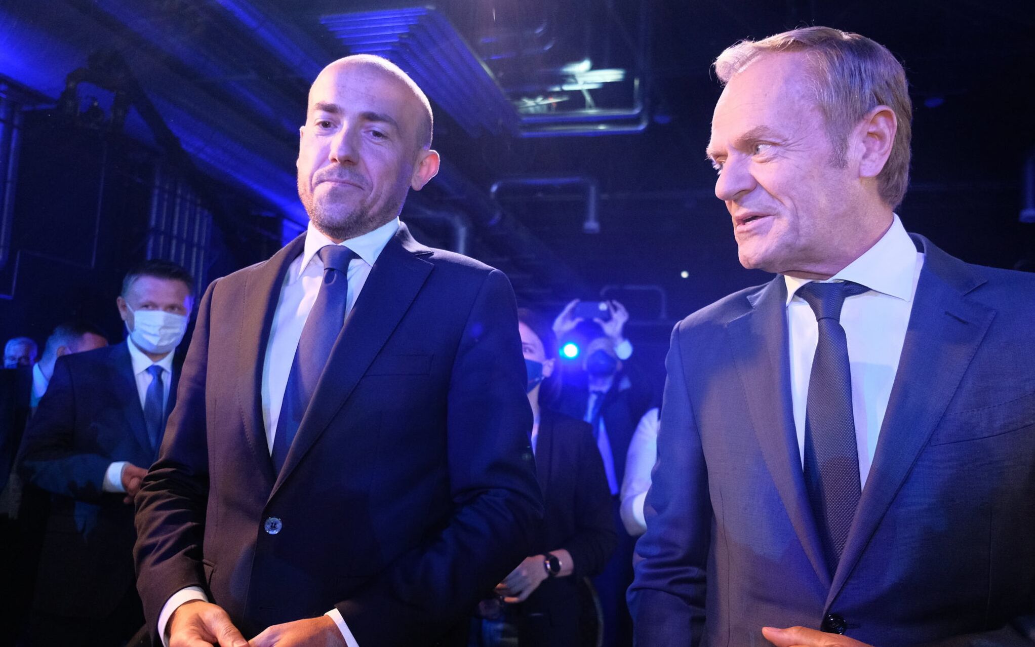03.07.2021 Warszawa , ul Modlinska, Global Expo . Rada Krajowa Platformy Obywatelskiej . Nz. Donald Tusk (P) i przewodniczacy PO Borys Budka (L) .
Fot. Slawomir Kaminski / Agencja Gazeta