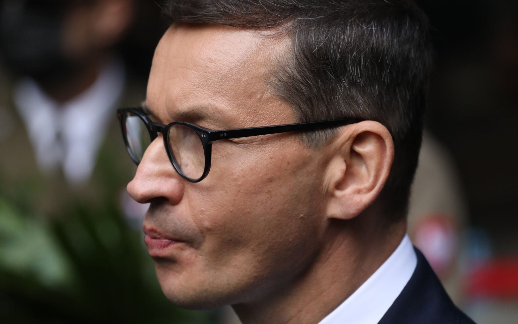 01.08.2021 Warszawa , Cmentarz Wojskowy na Powazkach , premier Mateusz Morawiecki podczas uroczystosci na terenie kwater powstanczych podczas obchodow 77. rocznicy wybuchu Powstania Warszawskiego .
Fot. Maciek Jazwiecki / Agencja Gazeta