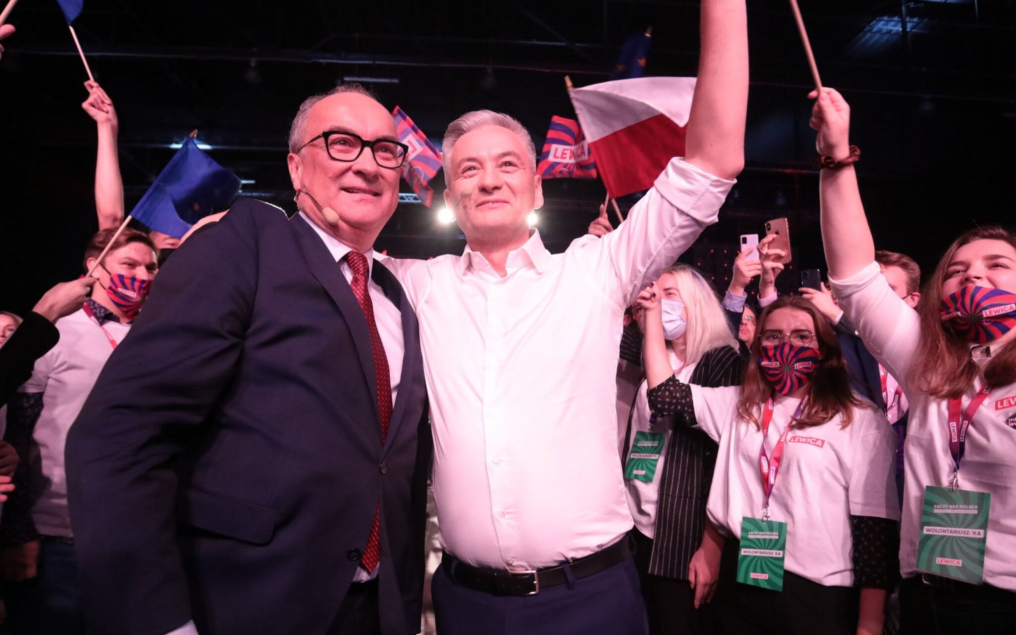09.10.2021 Warszawa , ul Pradzynskiego , Expo XXI . Konwencja Zjednoczeniowa Nowej Lewicy . Robert Biedron i Wlodzimierz Czarzasty . 
Fot. Slawomir Kaminski / Agencja Gazeta