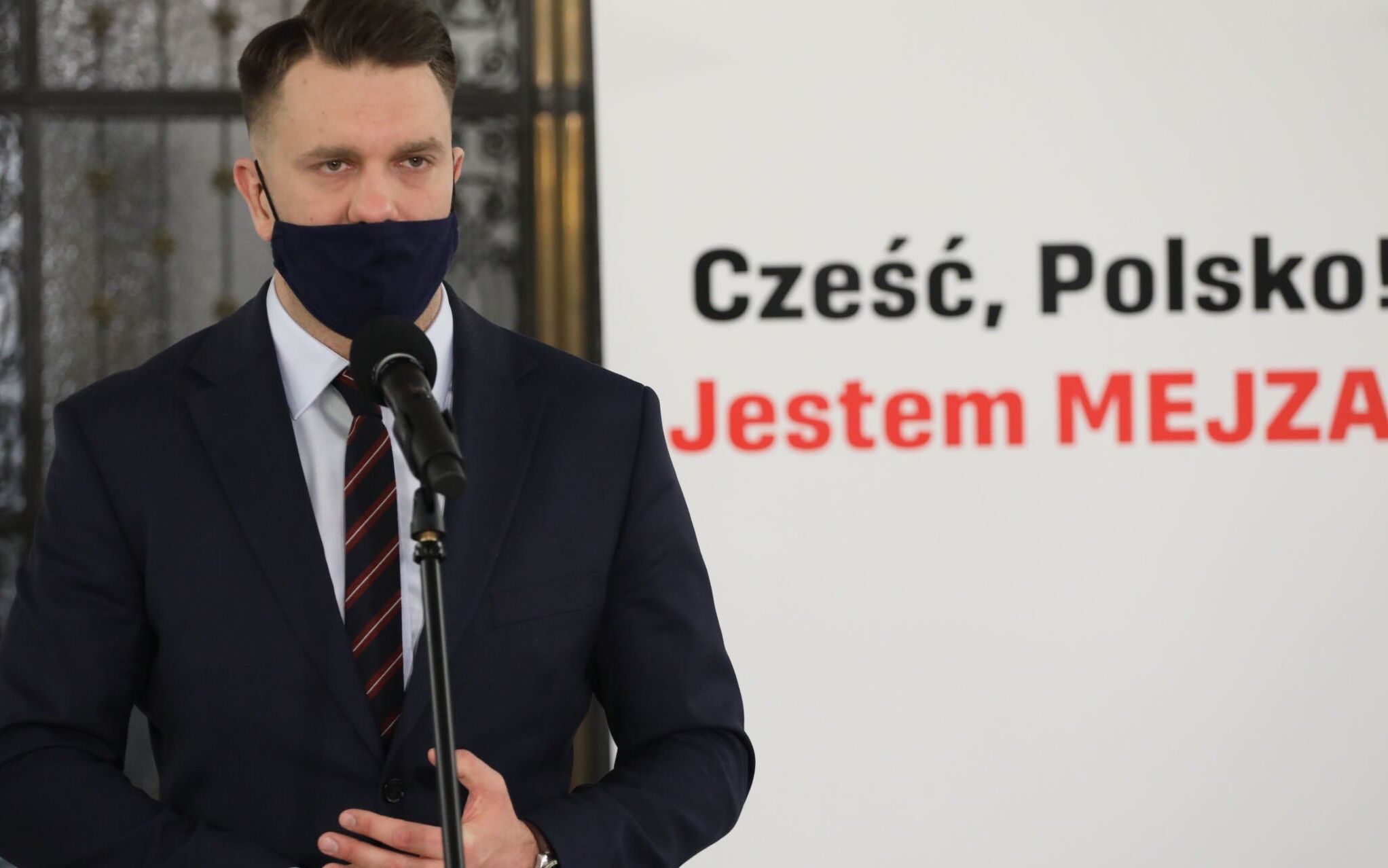 16.03.2021 Warszawa . Sejm . 27 . posiedzenie Sejmu IX kadencji . Nowy posel Polskiego Stronnictwa Ludowego Lukasz Mejza podczas konferencji prasowej . Lukasz Mejza objal mandat po zmarlej poslance Jolancie Fedak .
Fot. Slawomir Kaminski / Agencja Gazeta