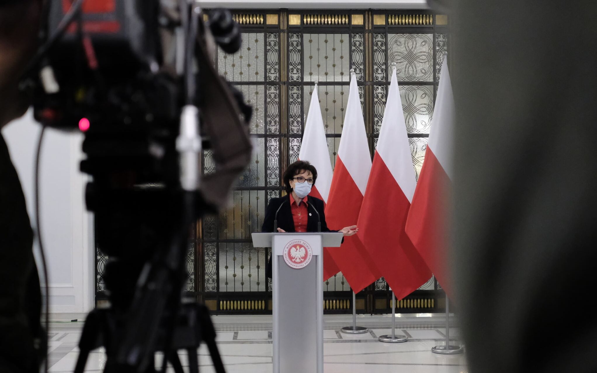 24.11.2021 Warszawa , ul . Wiejska , Sejm . Marszalek Elzbieta Witek po spotkaniu z przedstawicielami klubow pralamentarnych w sprawie strategii w walce z Covid - 19 .
Fot. Slawomir Kaminski / Agencja Wyborcza.pl