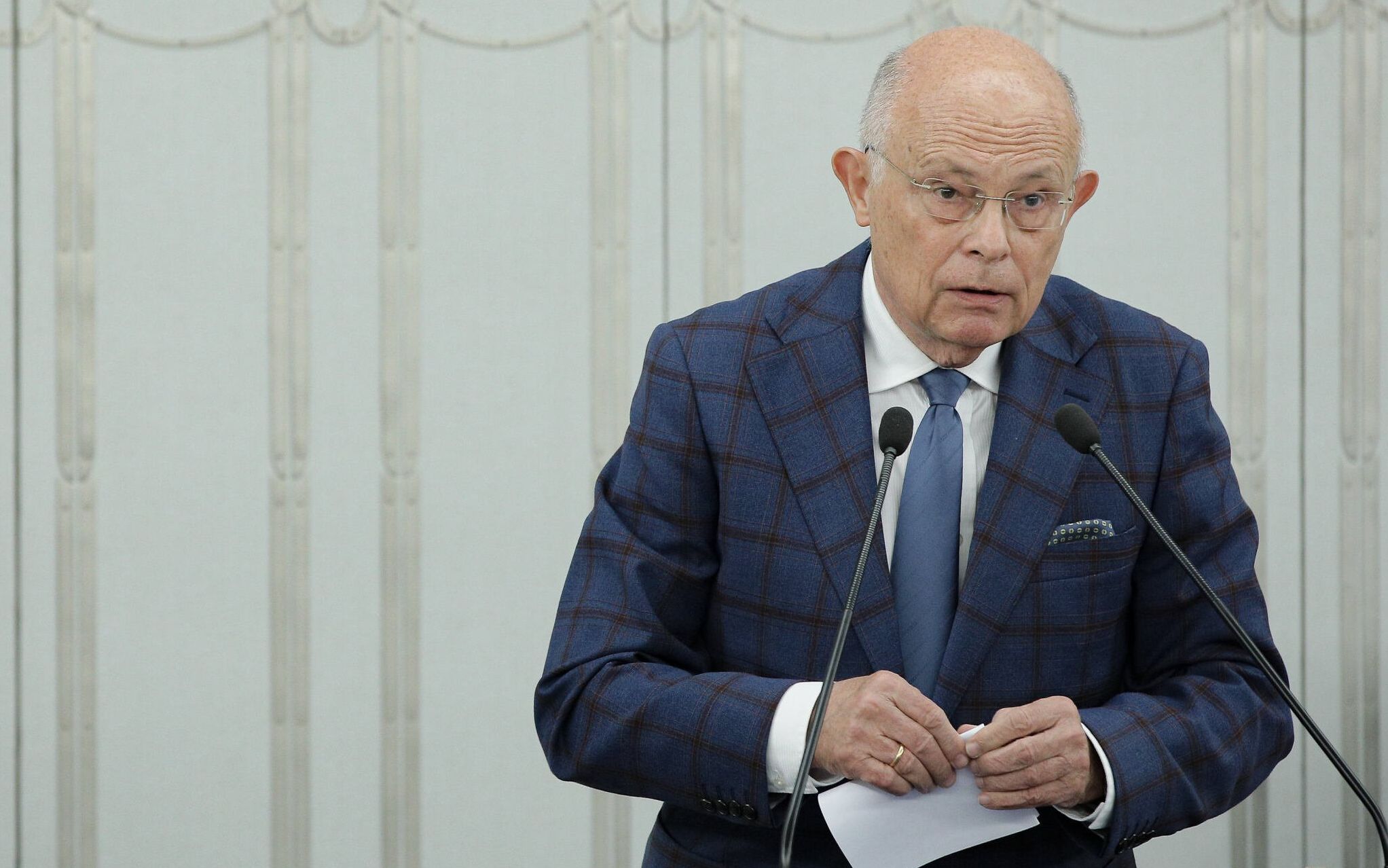 14.10.2020 Warszawa , Senat . Senator Marek Borowski podczas posiedzenia Senatu, na ktorym bedzie glosowanie nad nowelizacja ustawy o ochronie zwierzat .
Fot. Dawid Zuchowicz / Agencja Gazeta