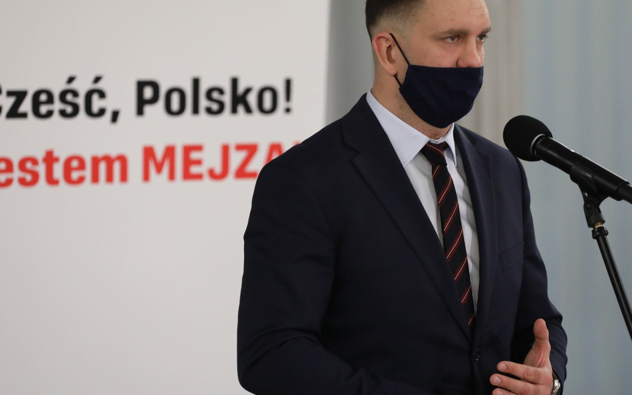 16.03.2021 Warszawa . Sejm . 27 . posiedzenie Sejmu IX kadencji . Nowy posel Polskiego Stronnictwa Ludowego Lukasz Mejza podczas konferencji prasowej . Lukasz Mejza objal mandat po zmarlej poslance Jolancie Fedak .
Fot. Slawomir Kaminski / Agencja Gazeta