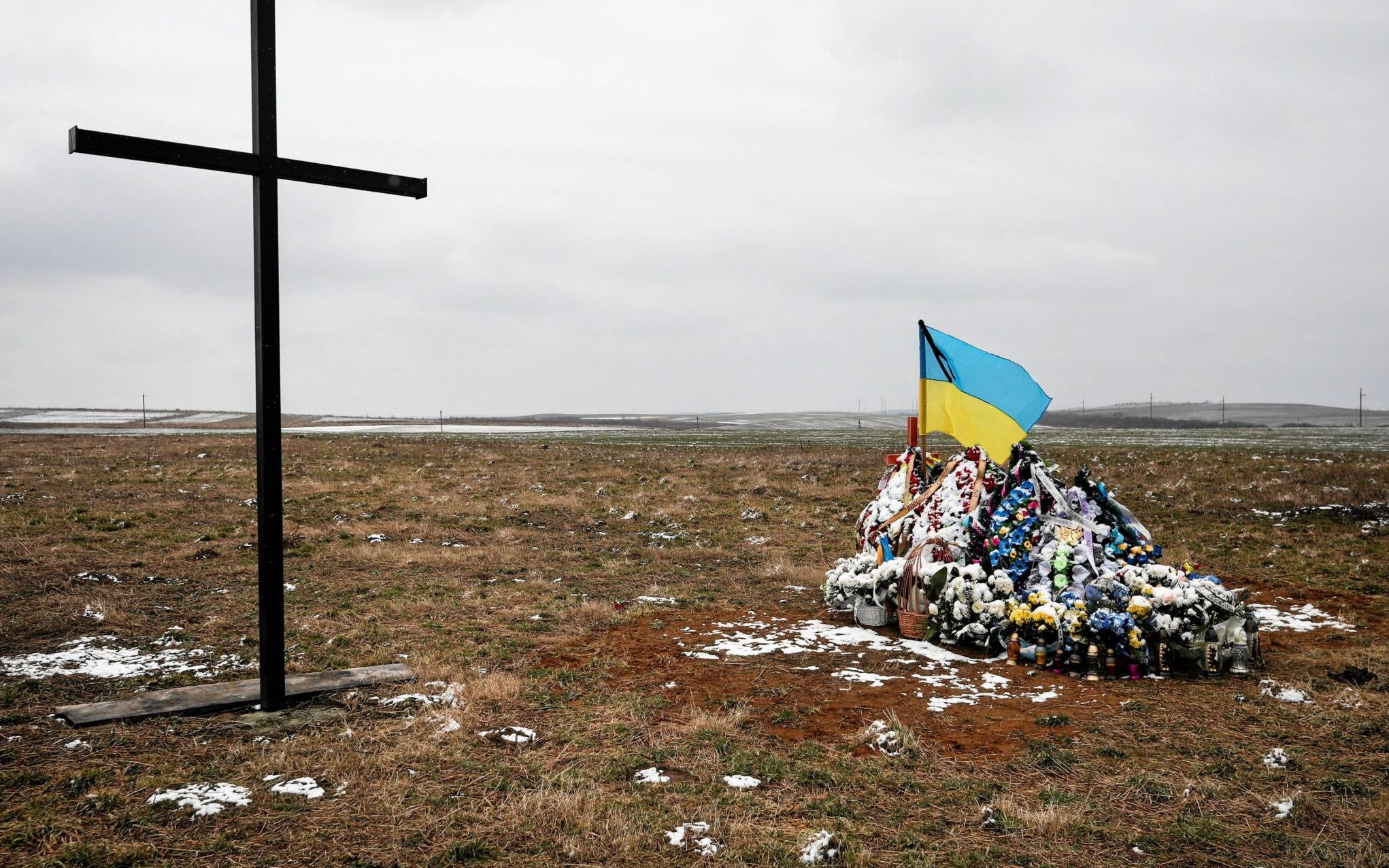 09.03.2022 Ukraina , Hodyni ( Hodynie ) . Grob Antona , ktory zginal w walkach o Kijow .
Fot. Jakub Wlodek / Agencja Wyborcza.pl