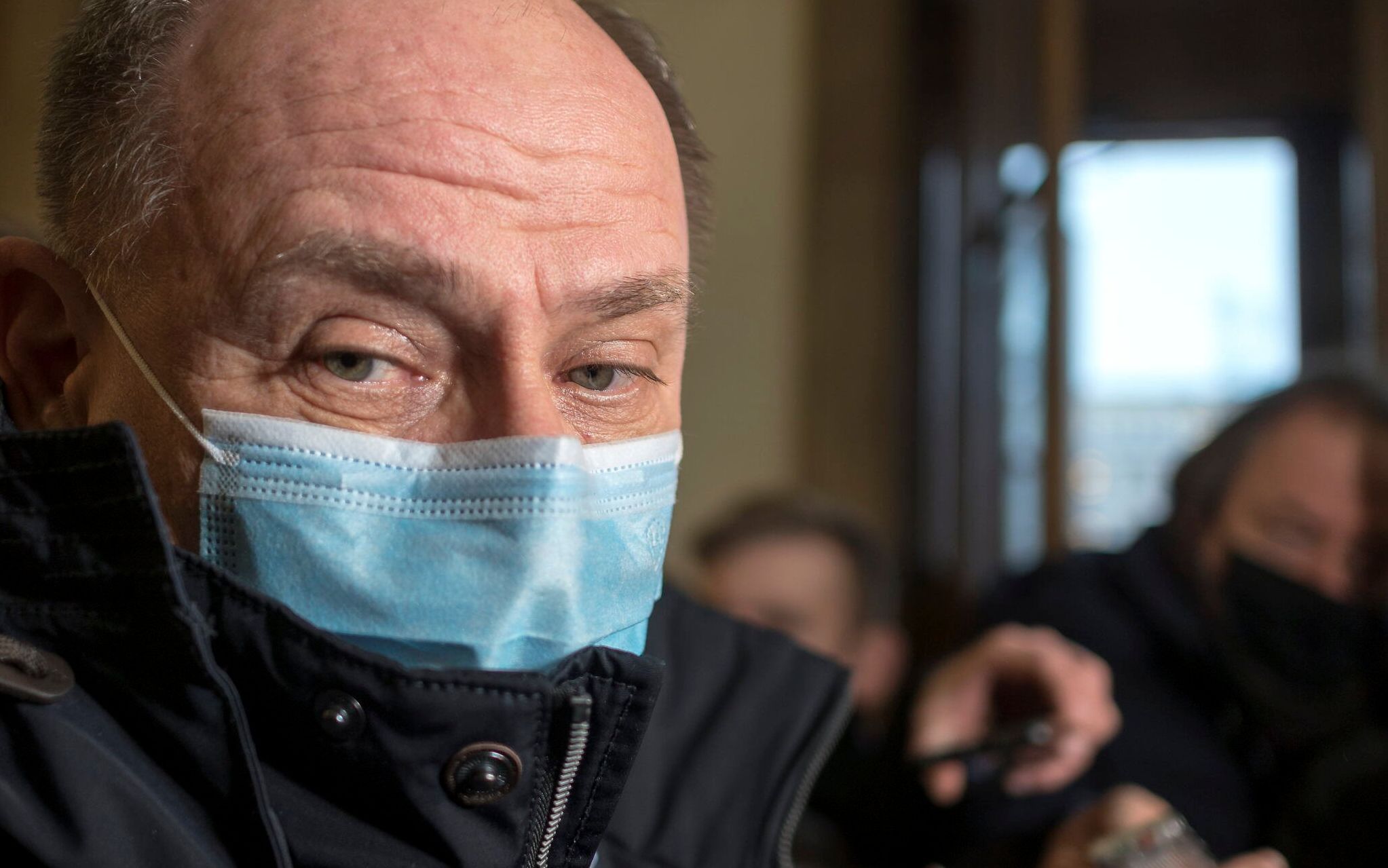 25.01.2021 Katowice , Urzad Wojewodzki . Boguslaw Hutek - szef gorniczej Solidarnosci podczas kolejnych rozmow rzadu z gornikami w sprawie przyszlosci gornictwa .
 Fot. Grzegorz Celejewski / Agencja Gazeta