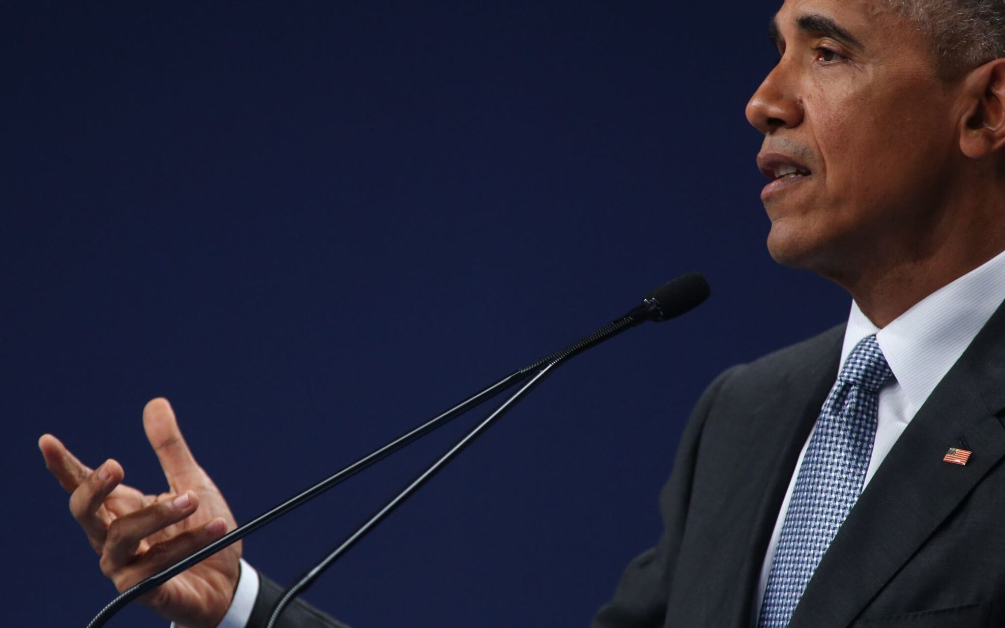09.07.2016 Warszawa , Stadion Narodowy . Prezydent USA Barrack Obama podczas konferencji prasowej na zakonczenie szczytu NATO w Warszawie .
Fot . Slawomir Kaminski / Agencja Gazeta