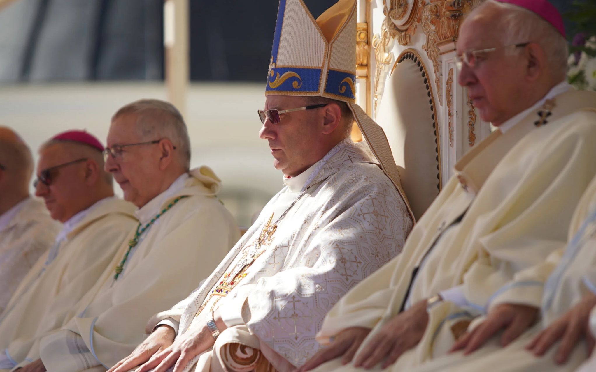 25.08.2020 Czestochowa, Jasna Gora. Prymas Polski abp Wojciech Polak (C) , abp Stanislaw Gadecki (3L) i abp Waclaw Depo (2P) podczas sweta Matki Bozej Jasnogorskiej w czasie epidemii koronawirusa . Fot . Grzegorz Skowronek / Agencja Gazeta
