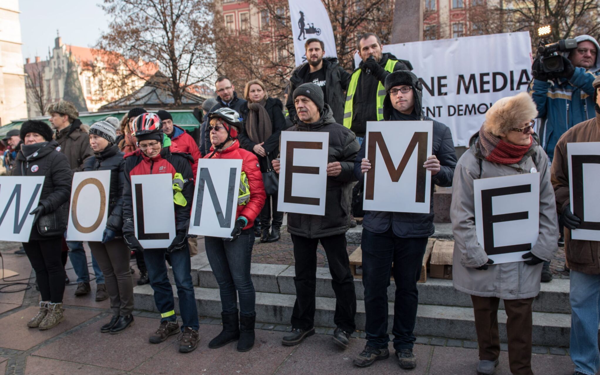 17.12.2016 Wroclaw . Demonstracja KOD-u " Wolne media " .
fot . Kornelia Glowacka-Wolf / Agencja Gazeta