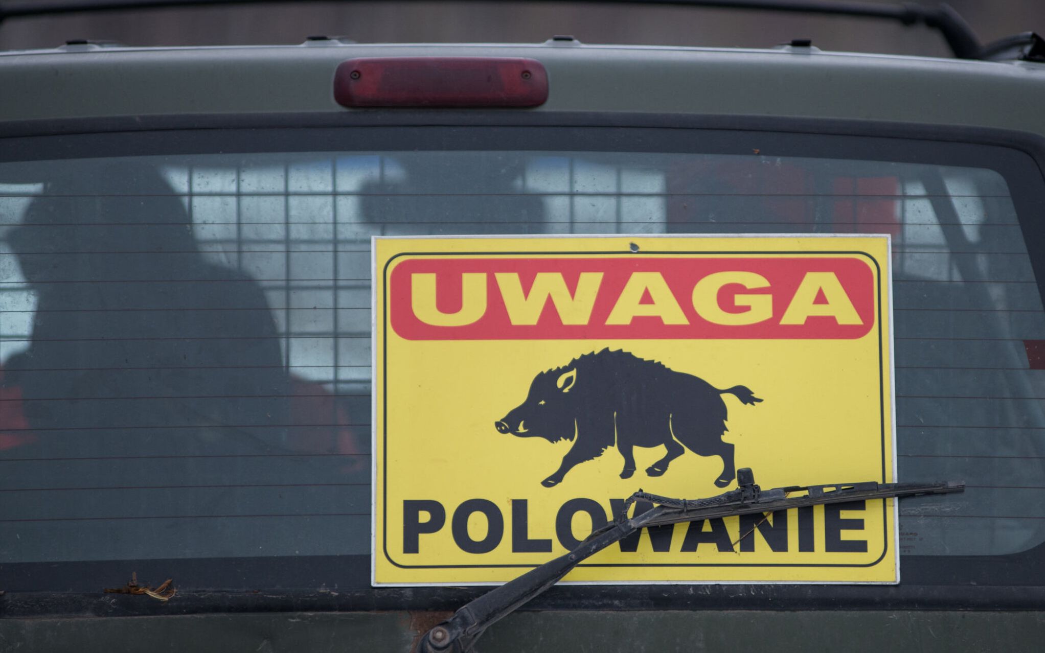 12.01.2019 okolice Mszczonowa ( wojewodztwo mazowieckie ) . Polowanie na dziki . Tabliczka " Uwaga Polowanie " .
Fot. Maciek Jazwiecki / Agencja Gazeta
