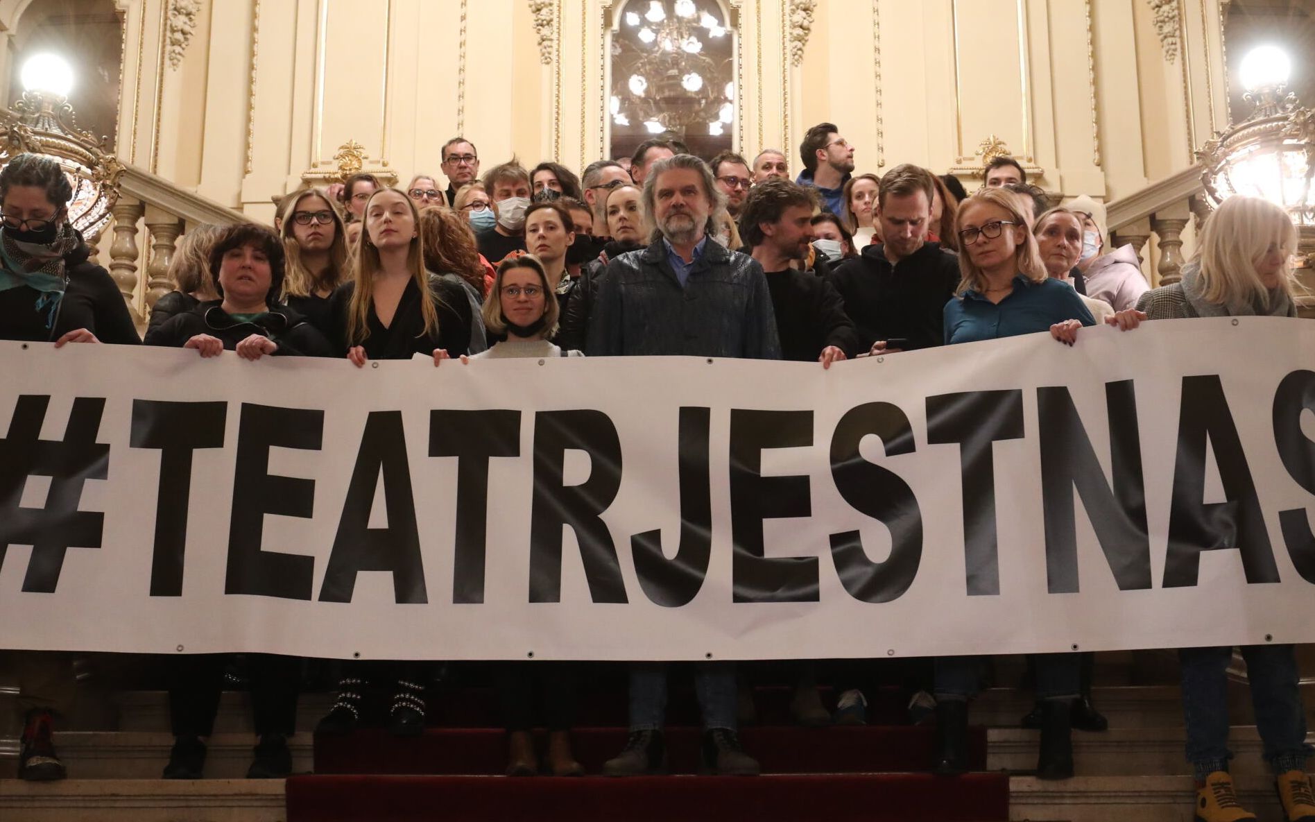 17.02.2022 Krakow , Teatr Slowackiego . Konferencja prasowa w zwiazku z odwolaniem dyrektora teatru Krzysztofa Gluchowskiego .
Fot . Jakub Wlodek / Agencja Wyborcza.pl