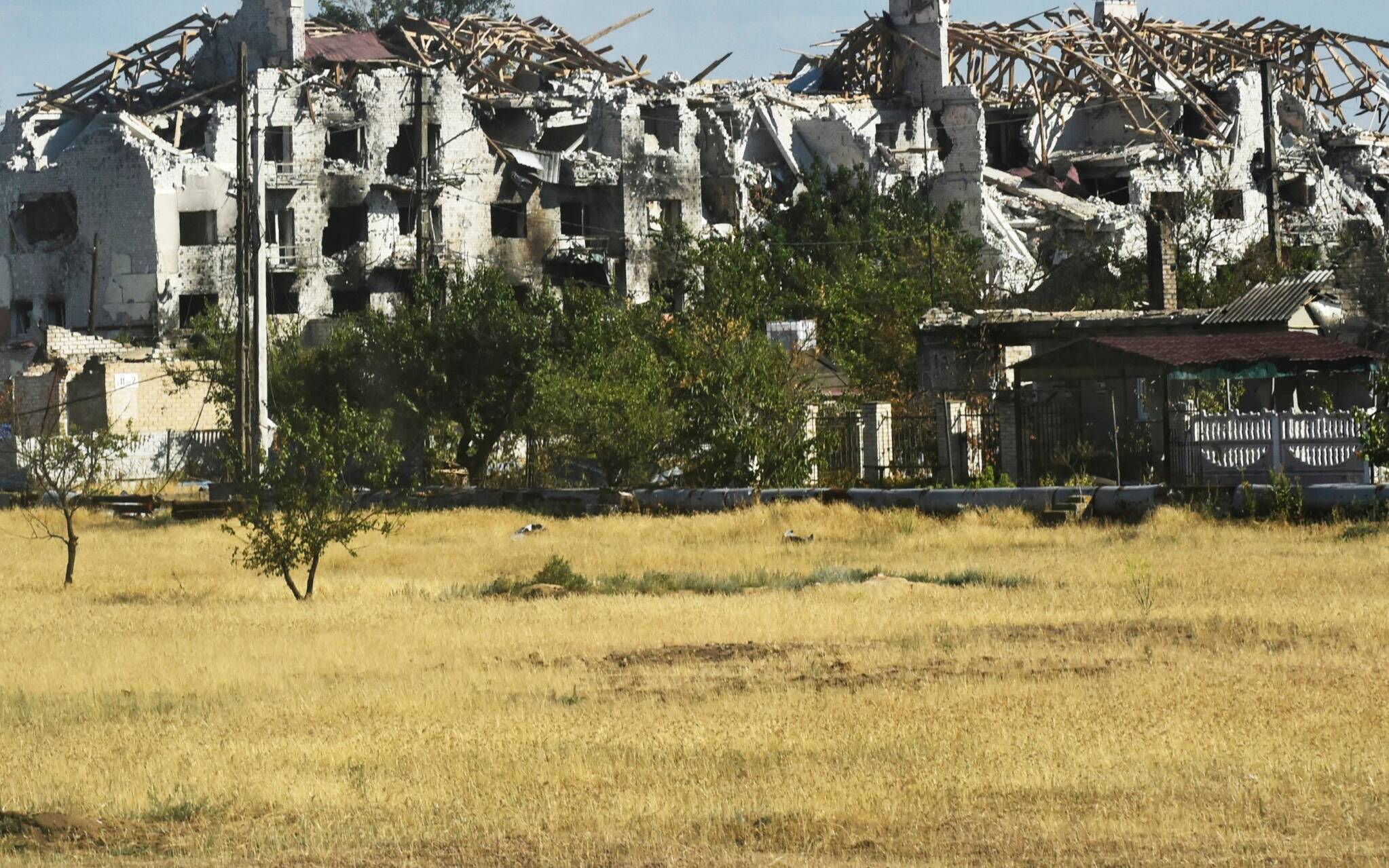A view of the ruined city of Rubizhne on July 12, 2022, amid the ongoing Russian military action in Ukraine. (Photo by Olga MALTSEVA / AFP)