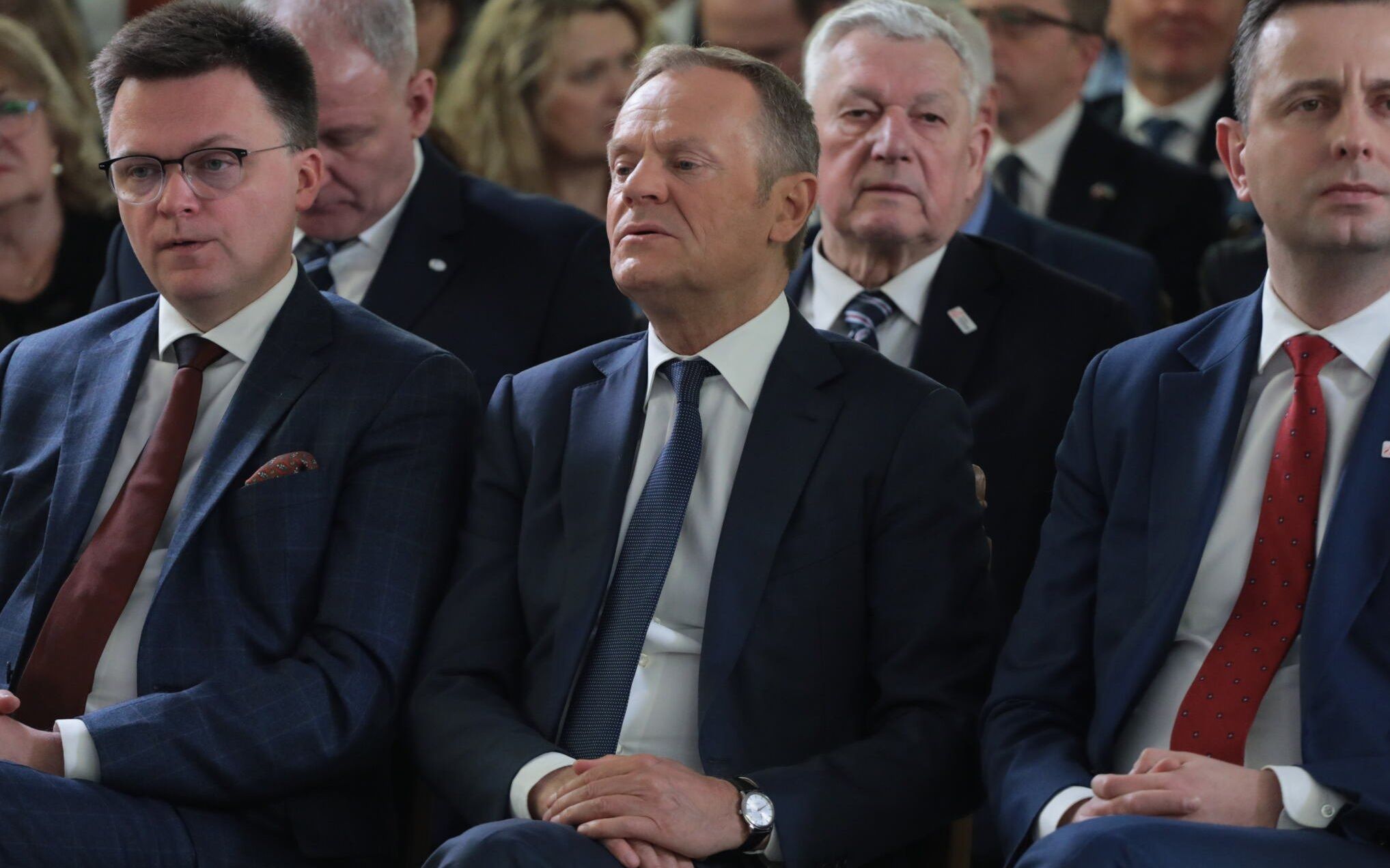 02.04.2022 Warszawa , Sejm . Uroczystosc z okazji 25 rocznicy uchwalenia obowiazujacej Konstytucji . nz Szymon Holownia , Donald Tusk , Wladyslaw Kosiniak - Kamysz
Fot. Slawomir Kaminski / Agencja Wyborcza.pl