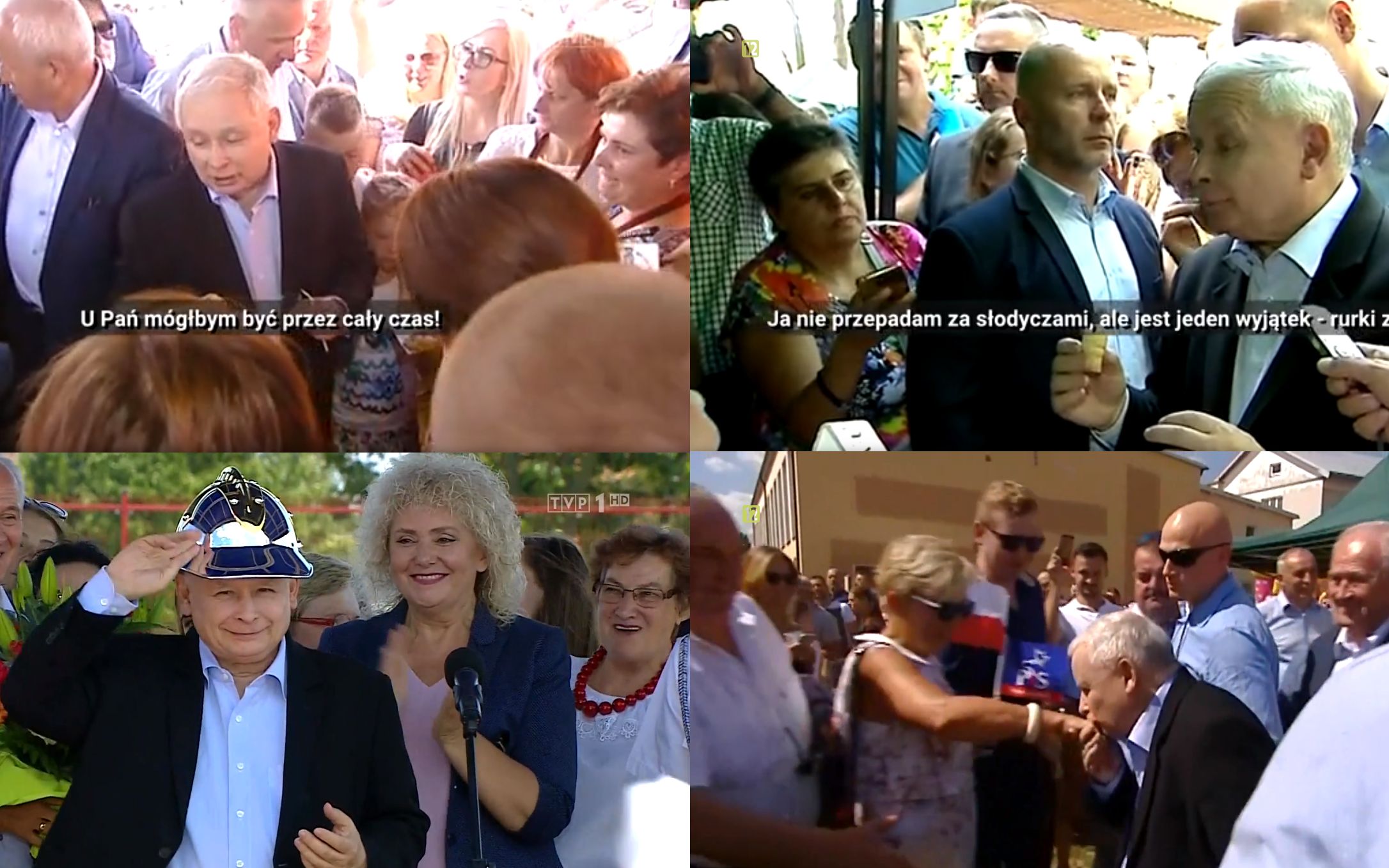 Grafika do artykułu Kaczyński z rurką (z kremem). Takiego ocieplania wizerunku prezesa jeszcze nie było