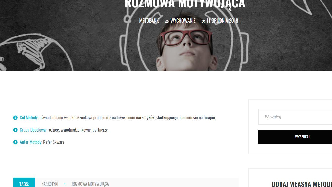 Strona metobank.pl założona przez stowarzyszenie Muza Dei z dotacji Funduszu Sprawiedliwości.