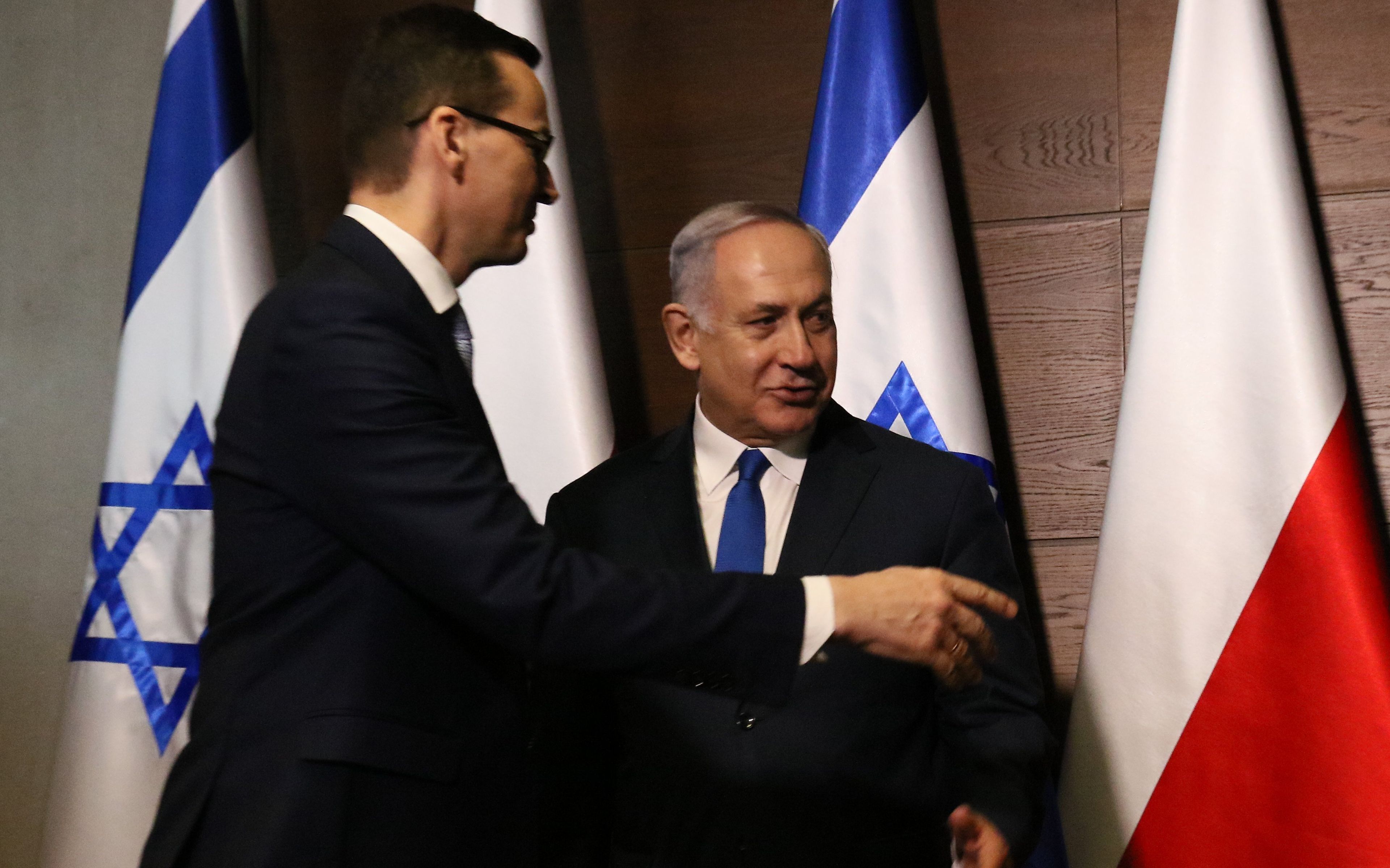 14.02.2019 Warszawa . PGE Stadion Narodowy . Od lewej: premier Mateusz Morawiecki , premier Izraela Beniamin Netanjahu podczas spotkania ministerialnego poswieconego budowaniu pokoju i bezpieczenstwa na Bliskim Wschodzie .
Fot. Slawomir Kaminski / Agencja Gazeta