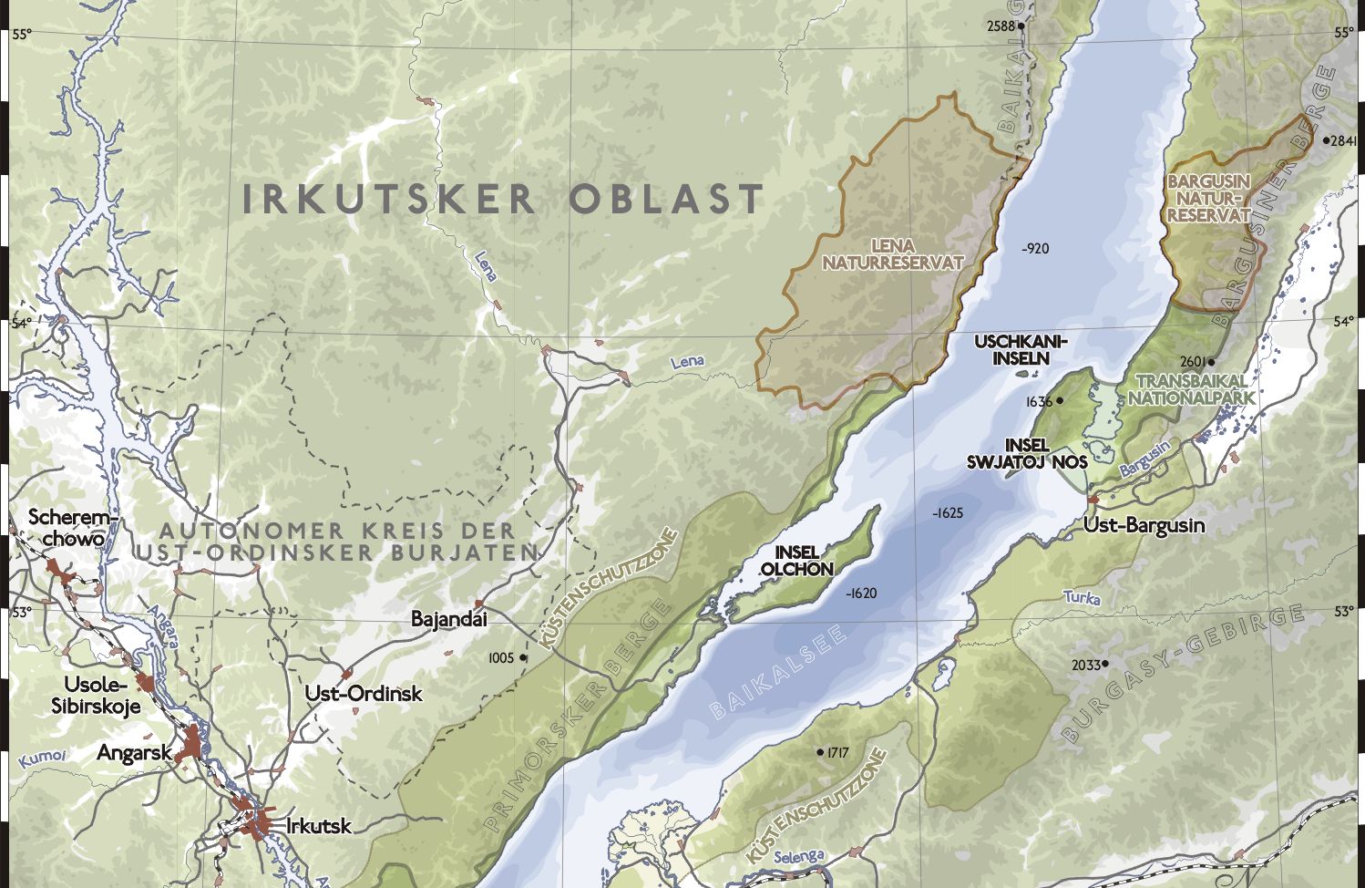 Mapa jeziora Bajkał