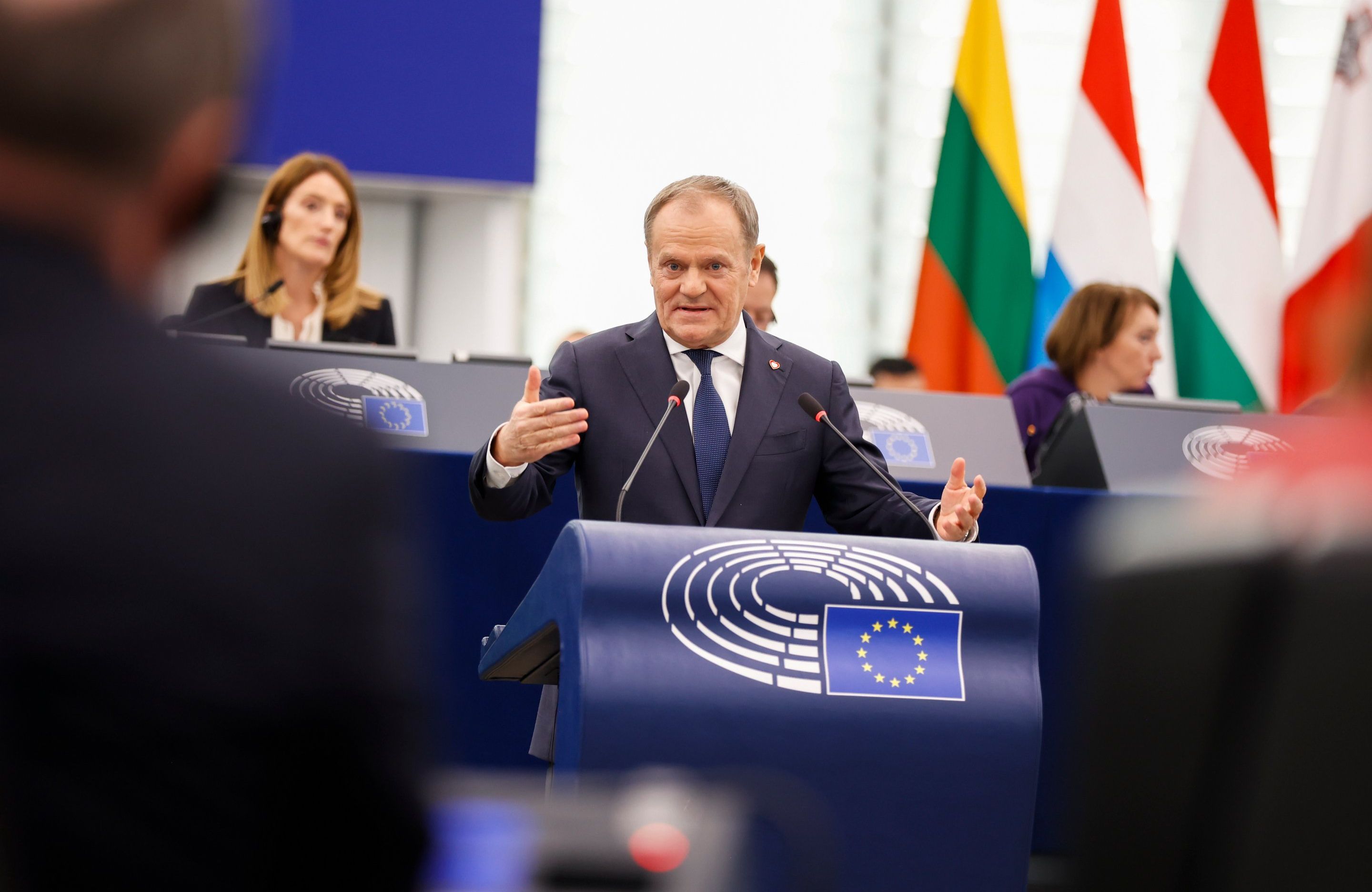 Polski premier Donald Tusk w środę 22 stycznia 2025 zaprezentował w Parlamencie Europejskim priorytety polskiej prezydencji w Radzie UE.