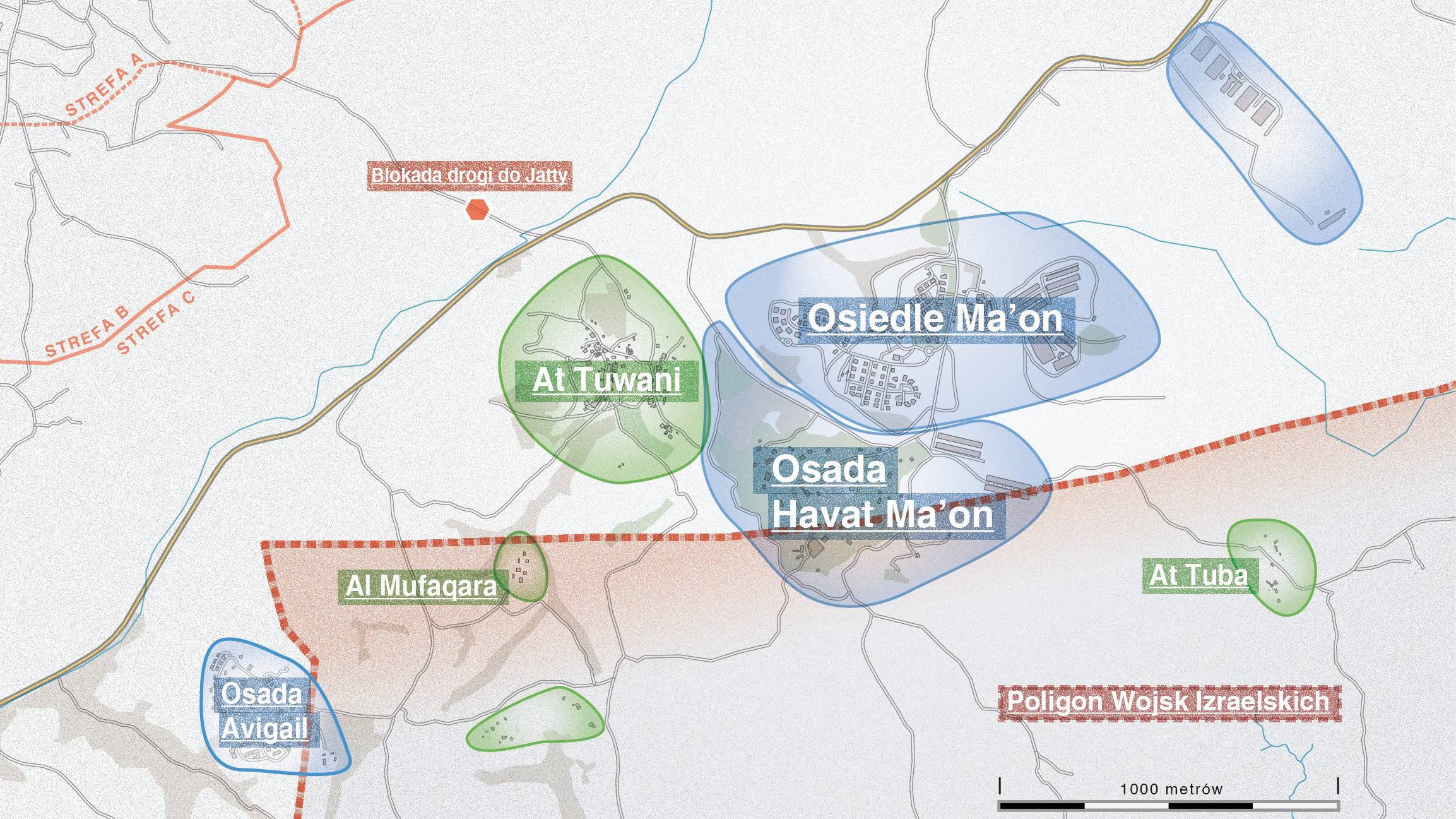 Mapa okolic wsi at-Tuwani