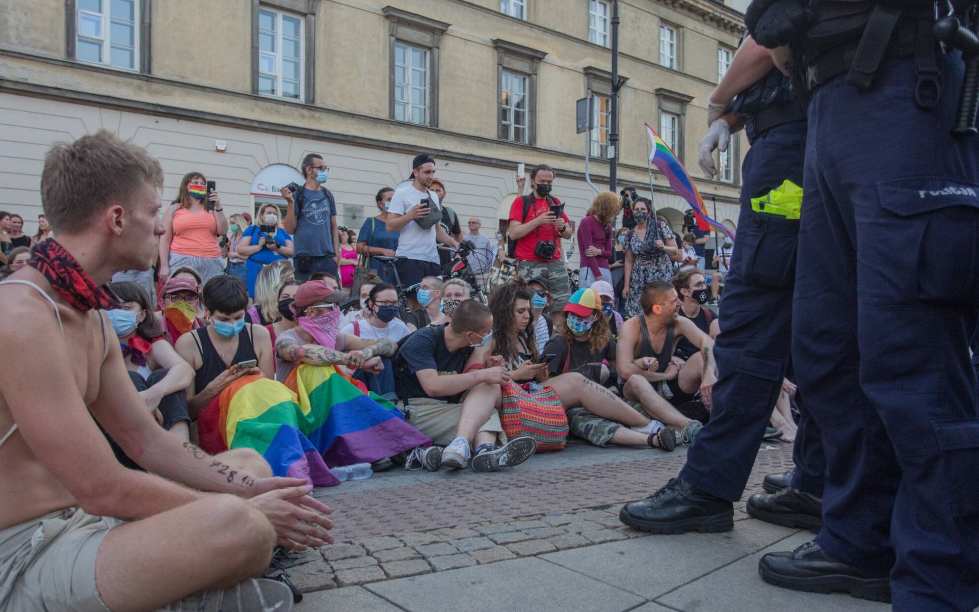 07.08.2020 Warszawa . ulica Solec . Blokada aresztowania aktywistki KPH .
Fot. Adam Stepien / Agencja Gazeta