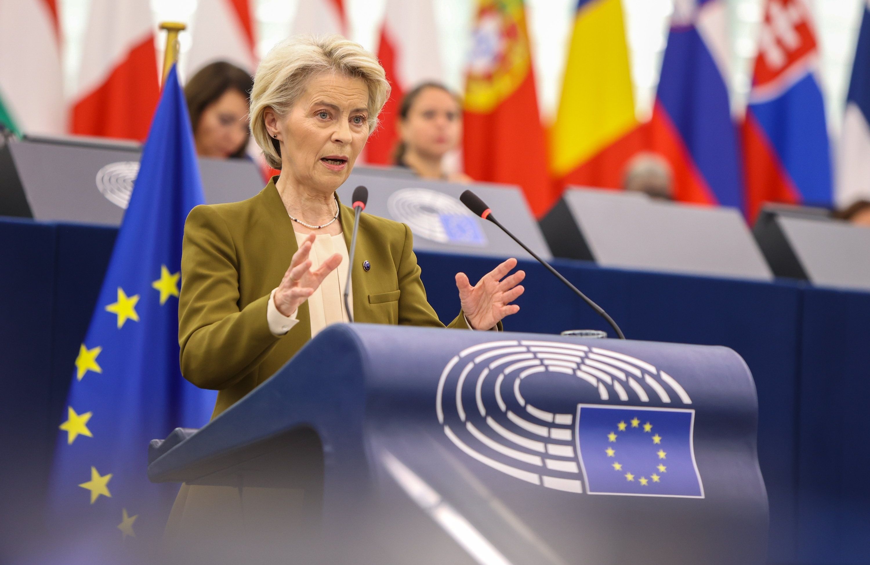 Szefowa Komisji Europejskiej Ursula von der Leyen podczas dorocznego przemówienia o stanie Unii