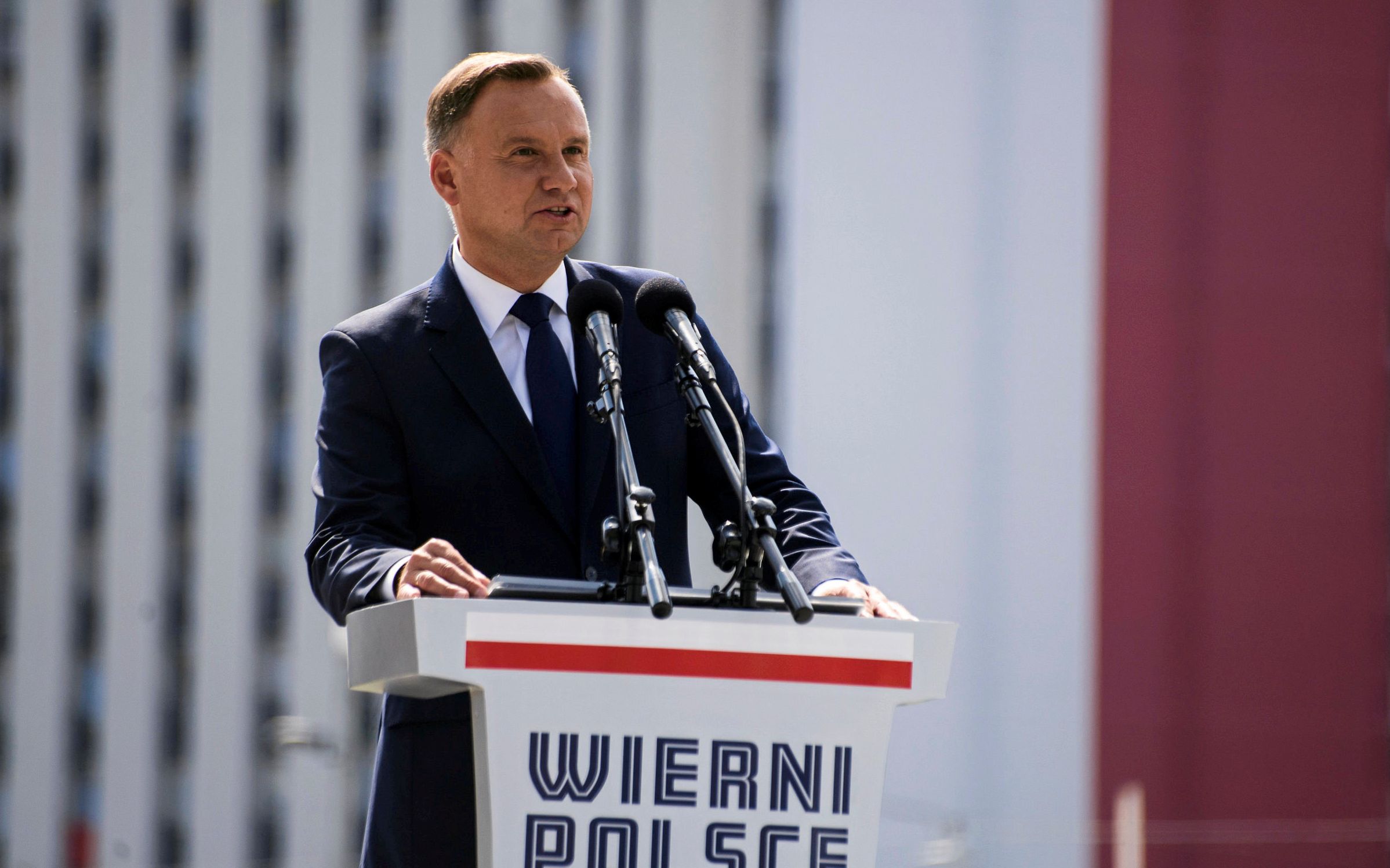 15.08.2019 Katowice . Prezydent Andrzej Duda podczas defilady " Wierni Polsce " z okazji Swieta Wojska Polskiego .
Fot . Kamila Kotusz  / Agencja Gazeta




 *** Local Caption ***