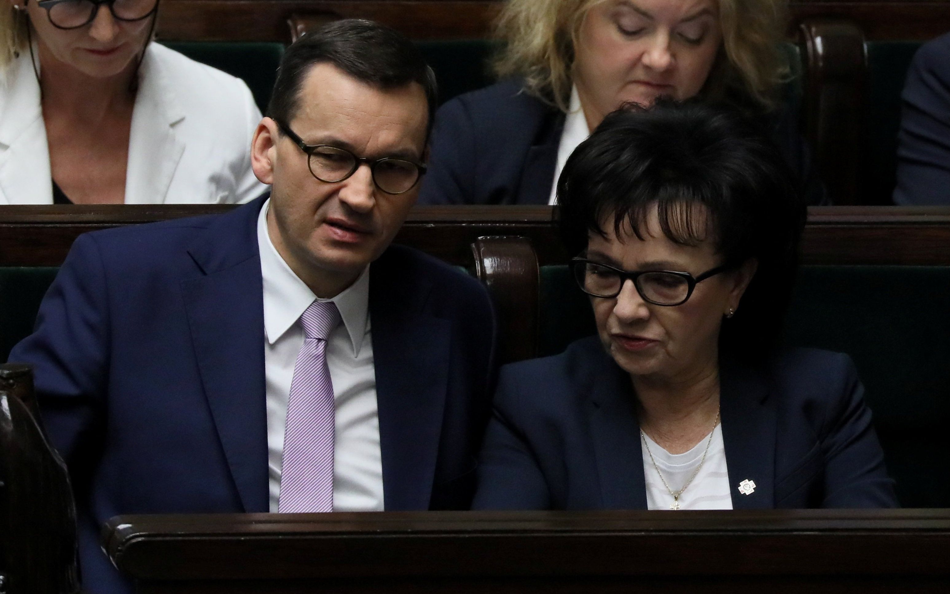 03.07.2019 Warszawa , Sejm . Premier Mateusz Morawiecki , minister spraw wewnetrznych i administracji Elzbieta Witek podczas posiedzenia sejmu . 
Fot. Slawomir Kaminski / Agencja Gazeta