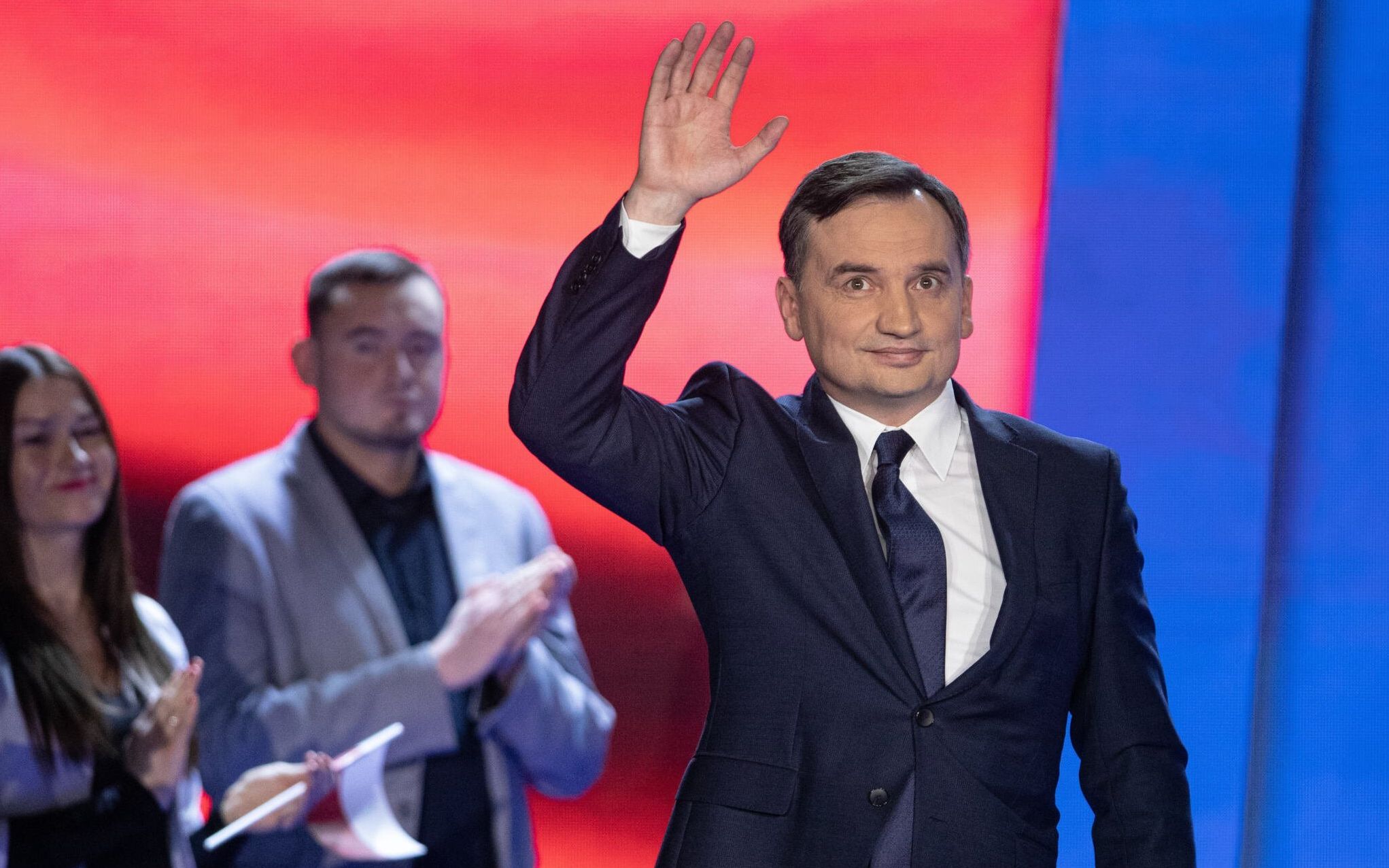 08.02.2020 Warszawa , Palladium . Minister sprawiedliwosci i prokurator generalny w rzadzie PiS Zbigniew Ziobro podczas konwencji swojej partii " Solidarna Polskai " ( pod haslem : " Sprawiedliwa Polska " ). 
Fot. Dawid Zuchowicz / Agencja Gazeta