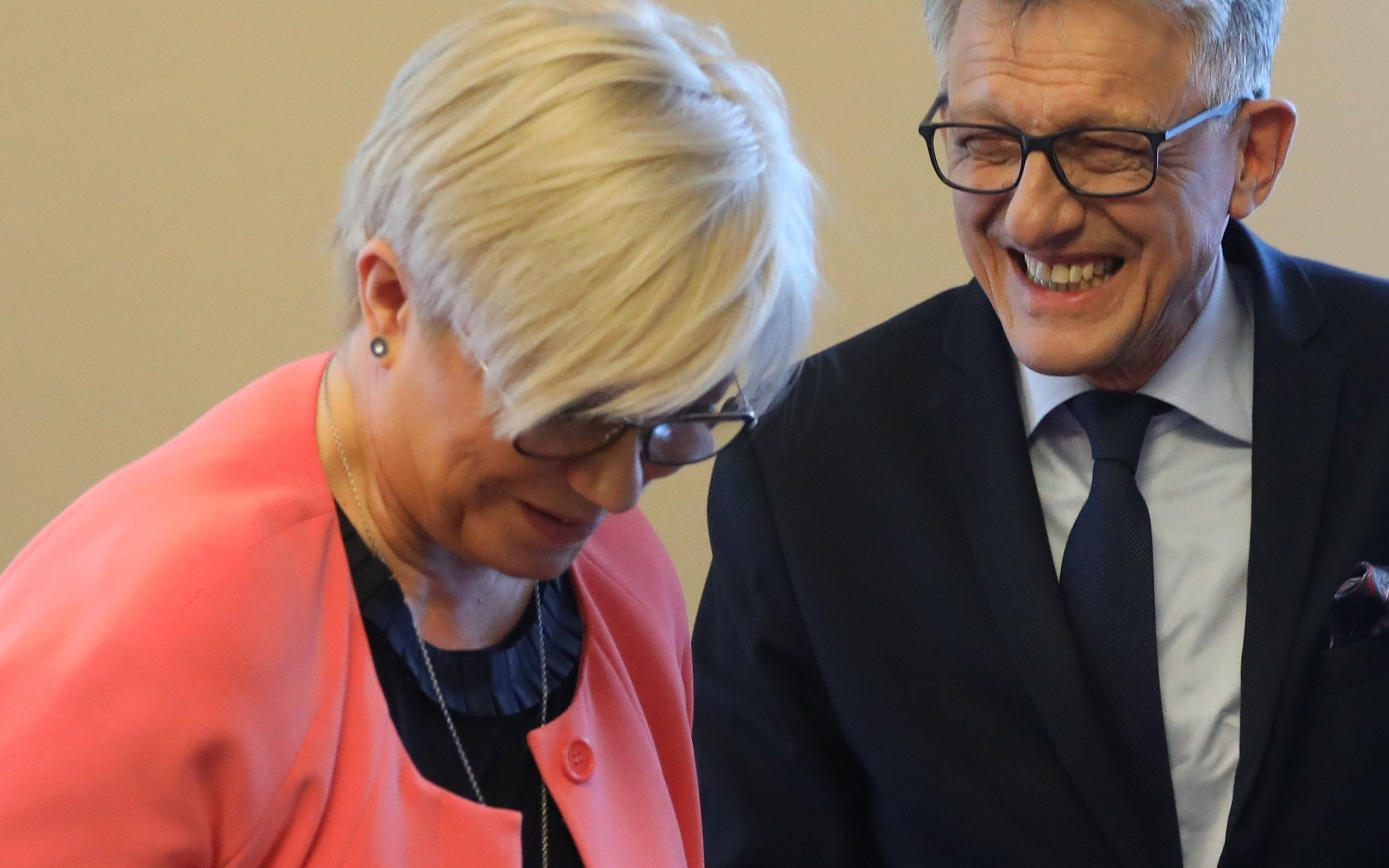 30.04.2018 Warszawa , Sejm . Prezes Trybunalu Konstytucyjnego Julia Przylebska i przewodniczacy Stanislaw Piotrowicz podczas posiedzenia  polaczonych Komisji Sprawiedliwosci i Praw Czlowieka i Komisji Ustawodawczej 
Fot. Slawomir Kaminski / Agencja Gazeta