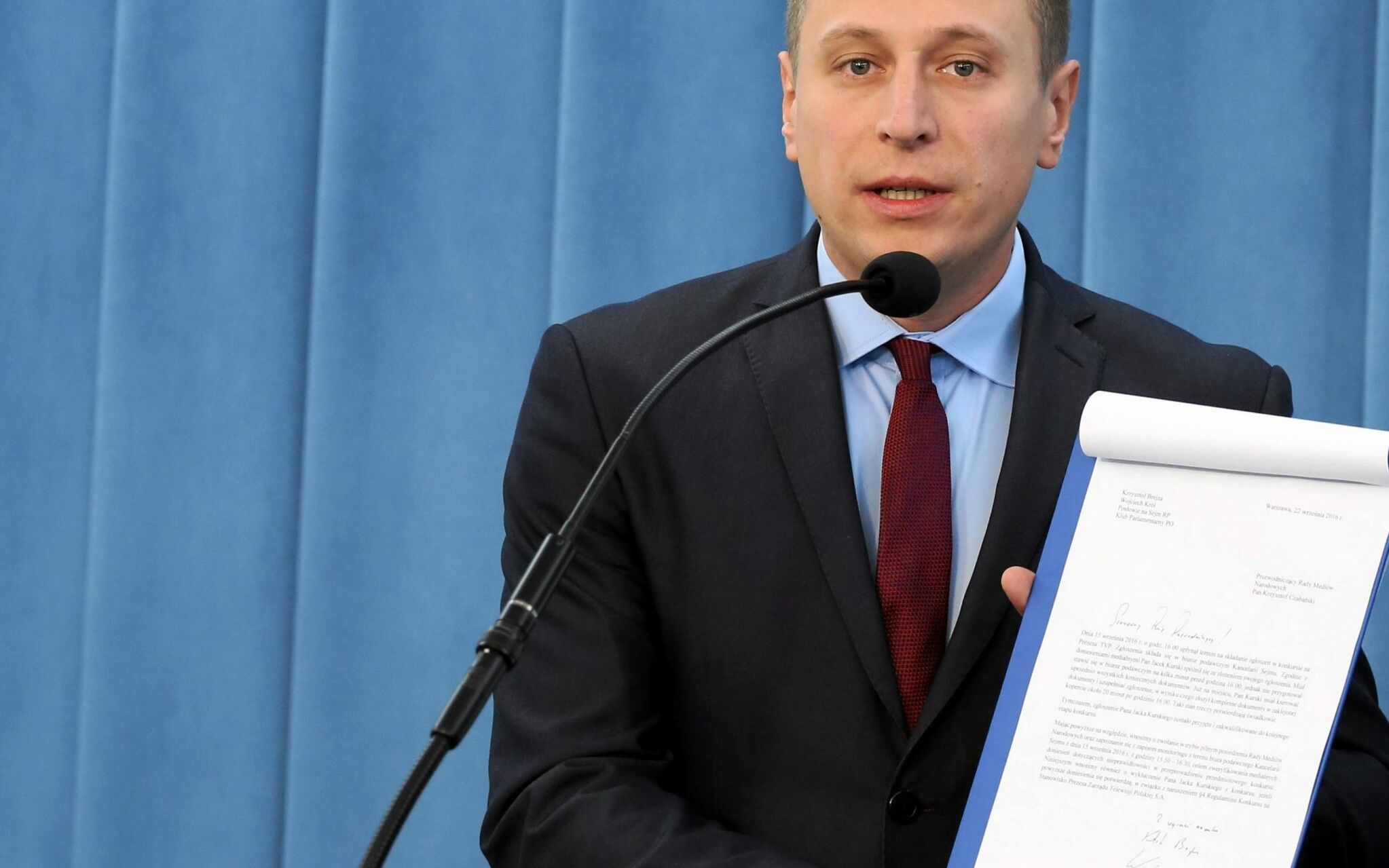 22.09.2016 Warszawa , Sejm . Krzysztof Brejza podczas konferencji klubu PO - Ustawka w TVP ?
Fot . Slawomir Kaminski / Agencja Gazeta