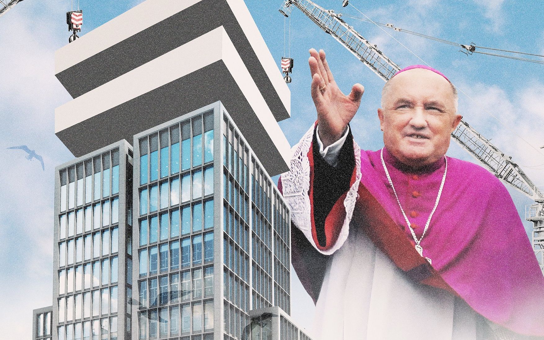 Grafika do artykułu Nycz Tower. 42 metry to za mało. Jak kardynał Nycz przechytrzył dewelopera z Belgii