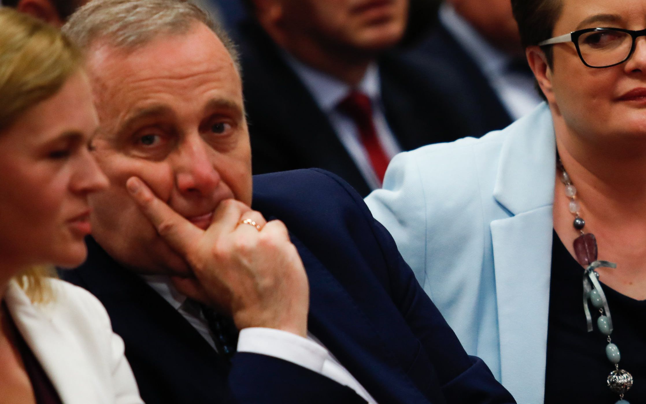 19.05.2019 Krakow . Tauron Arena . Konwencja Koalicji  Europejskiej . N/z Barbara Nowacka , Grzegorz Schetyna , Katarzyna Lubnauer .

fot. Jakub Wlodek / Agencja Gazeta