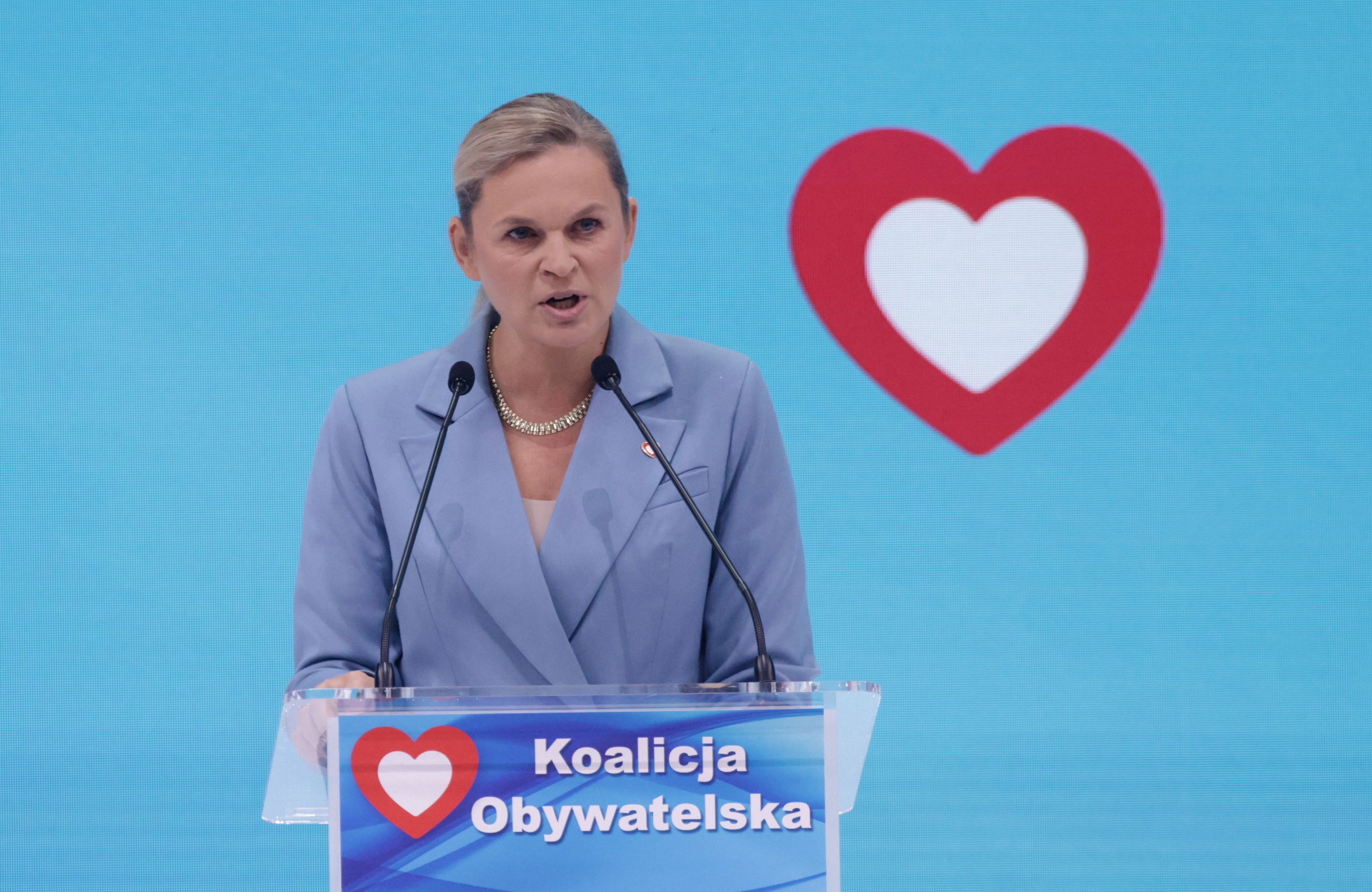 Minister edukacji, przewodnicząca partii Inicjatywa Polska Barbara Nowacka podczas Krajowej Konwencji Platformy Obywatelskiej RP, Warszawa, 25.10.2025.