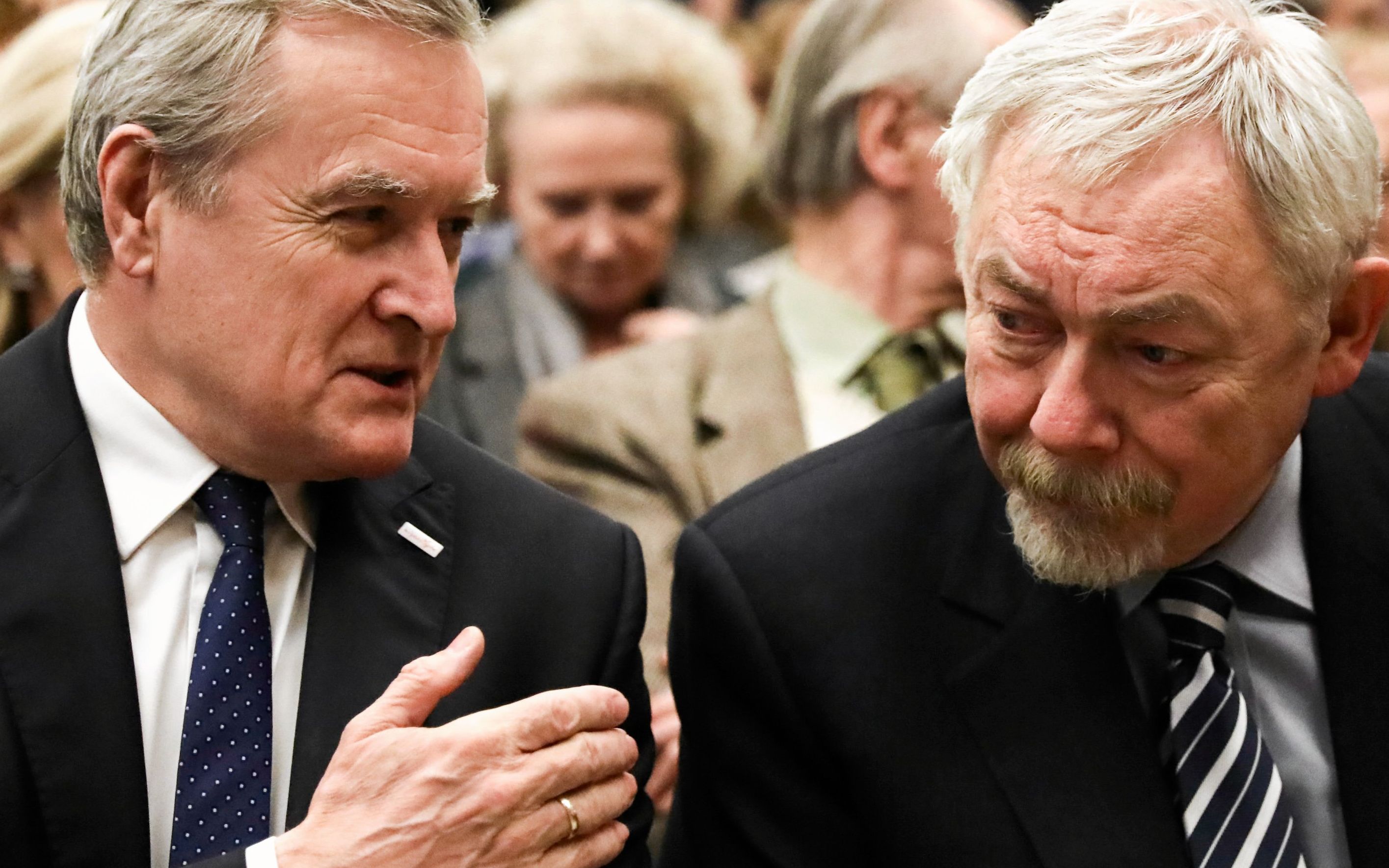 15.01.2019 Krakow . Muzeum Narodowe . Minister kultury i dziedzictwa narodowego Piotr Glinski (L), prezydent Krakowa Jacek Majchrowski (P) podczas wernisazu wystawy " Wyspianski . Nieznany ". 
Fot. Jakub Porzycki / Agencja Gazeta