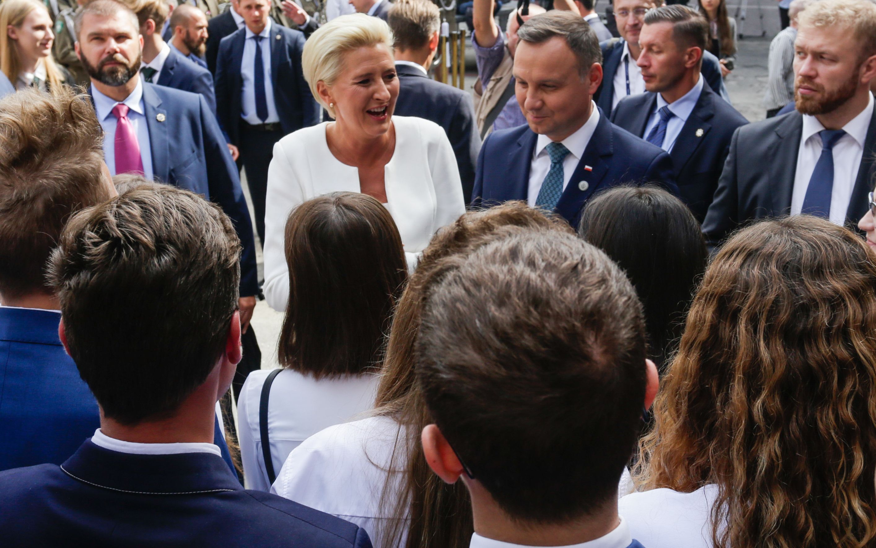 11.09.2018 Krakow , ul. Sobieskiego 9 . Prezydent RP Andrzej Duda z malzonka Agata Duda podczas jubileuszu 135 - lecia II Liceum Ogolnoksztalcacego w Krakowie .  Fot. Adrianna Bochenek / Agencja Gazeta