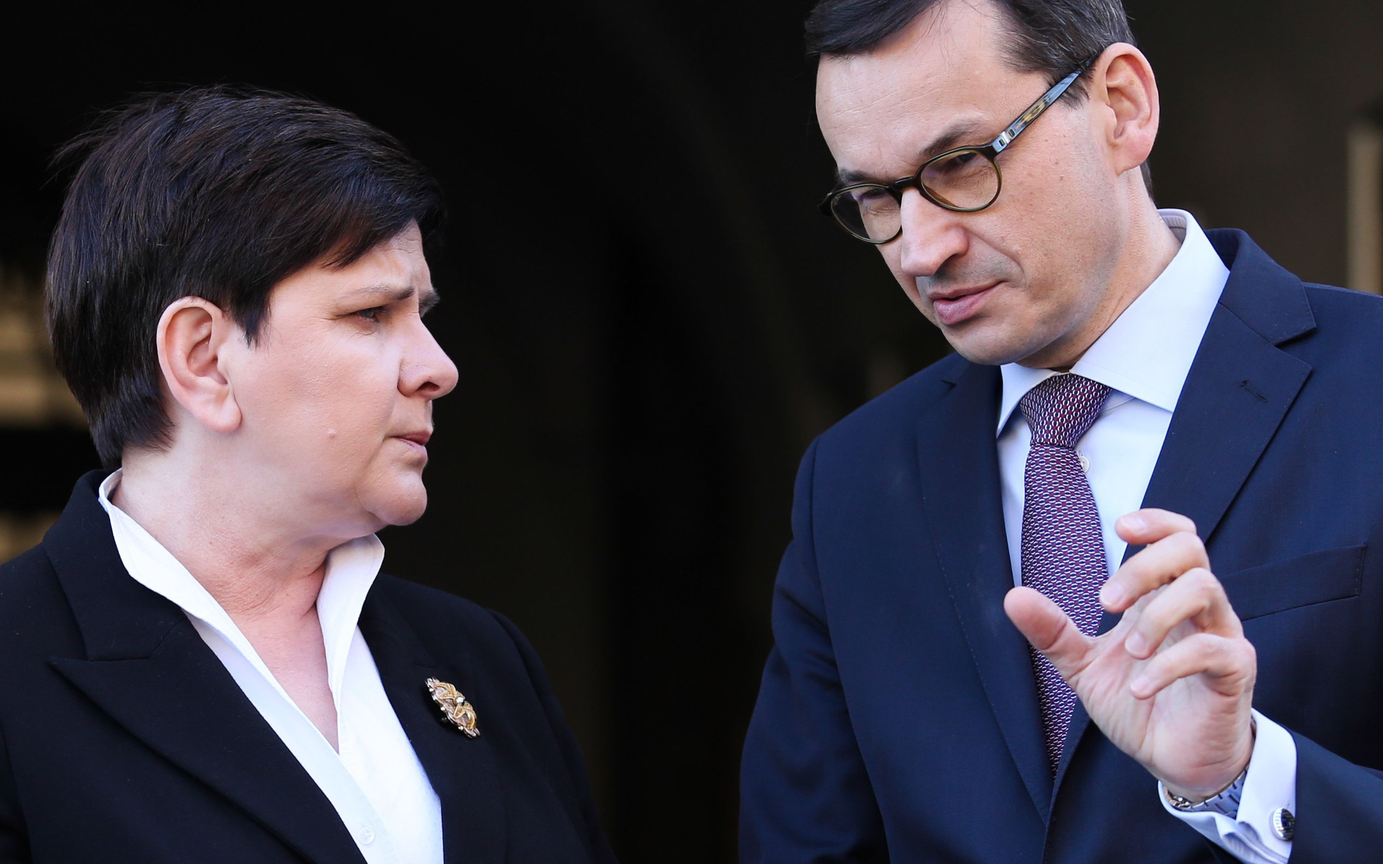 18.04.2018 Krakow , Wawel . Beata Szydlo , Premier Mateusz Morawiecki .  Obchody 8. rocznicy pogrzebu pary prezydenckiej Lecha i Marii Kaczynskich . Fot. Jakub Porzycki / Agencja Gazeta