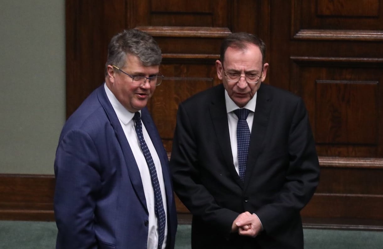Maciej Wąsik i Mariusz Kamiński na sali sejmowej