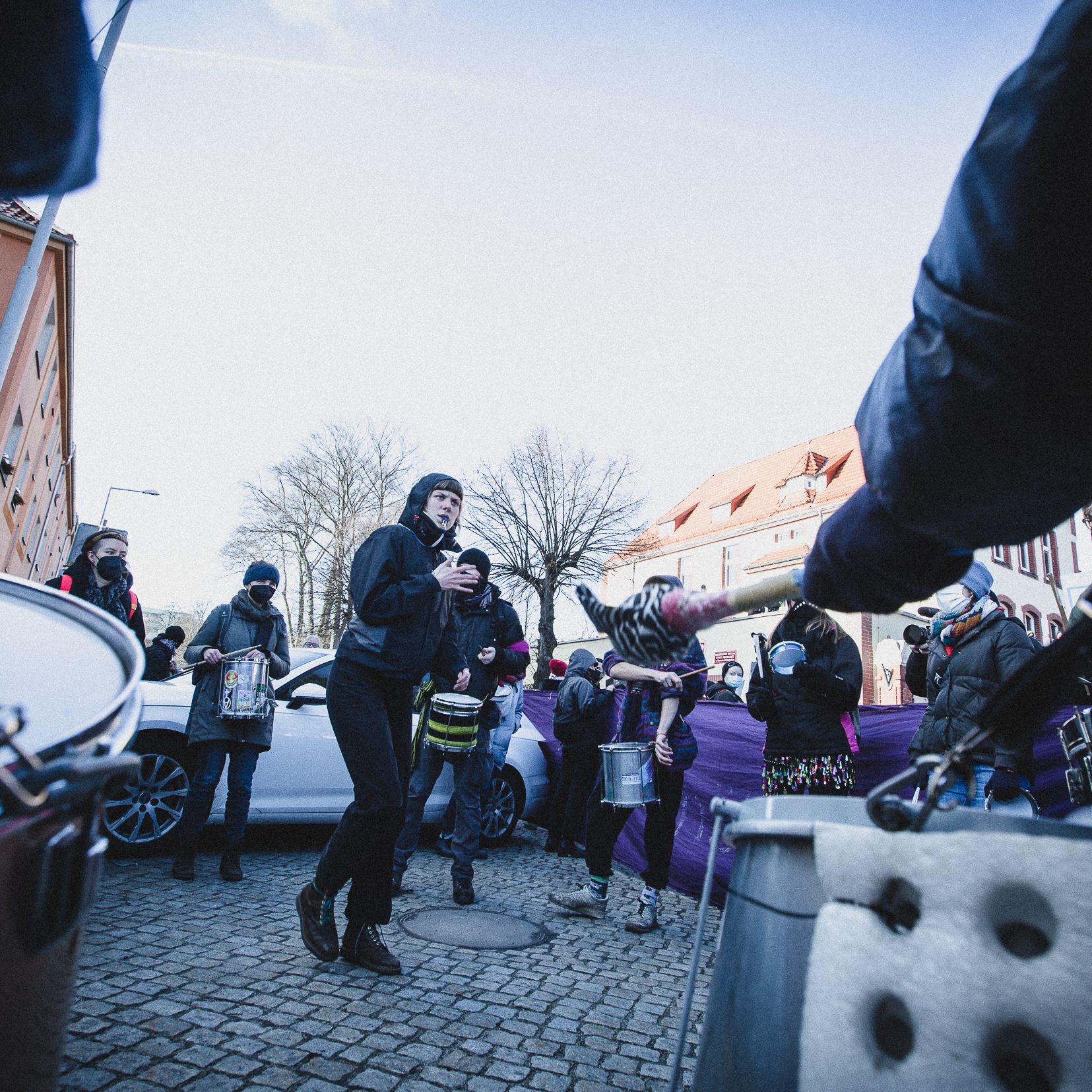 Krosno Odrzańskie, 12.02.2022. Protest pod SG w Krośnie Odrzańskim